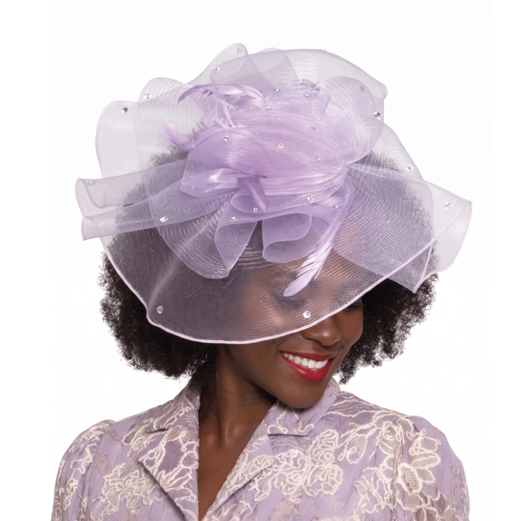 Rhinestone Organza Church Hat by Lily and Taylor