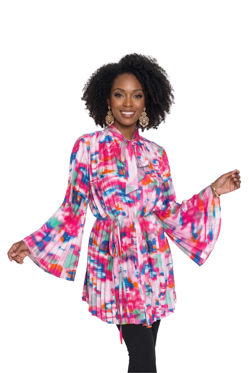 Abstract Print Pleated Tunic Top by Lily & Taylor - Image 2