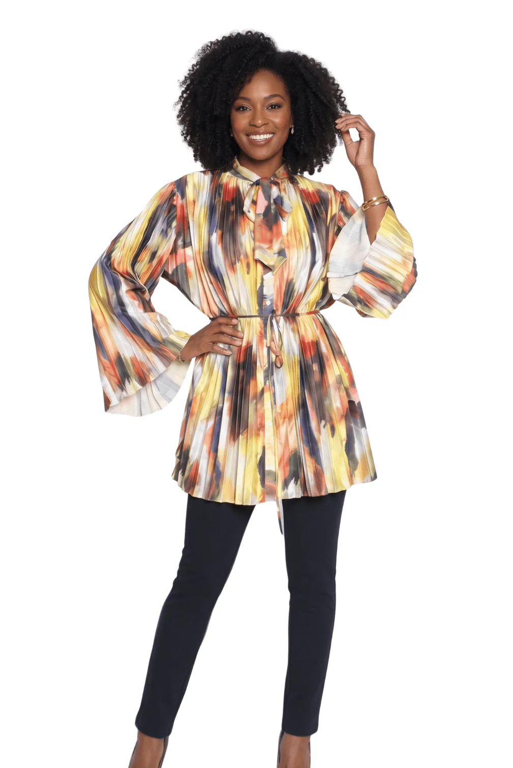 Abstract Print Pleated Tunic Top by Lily & Taylor - Image 3