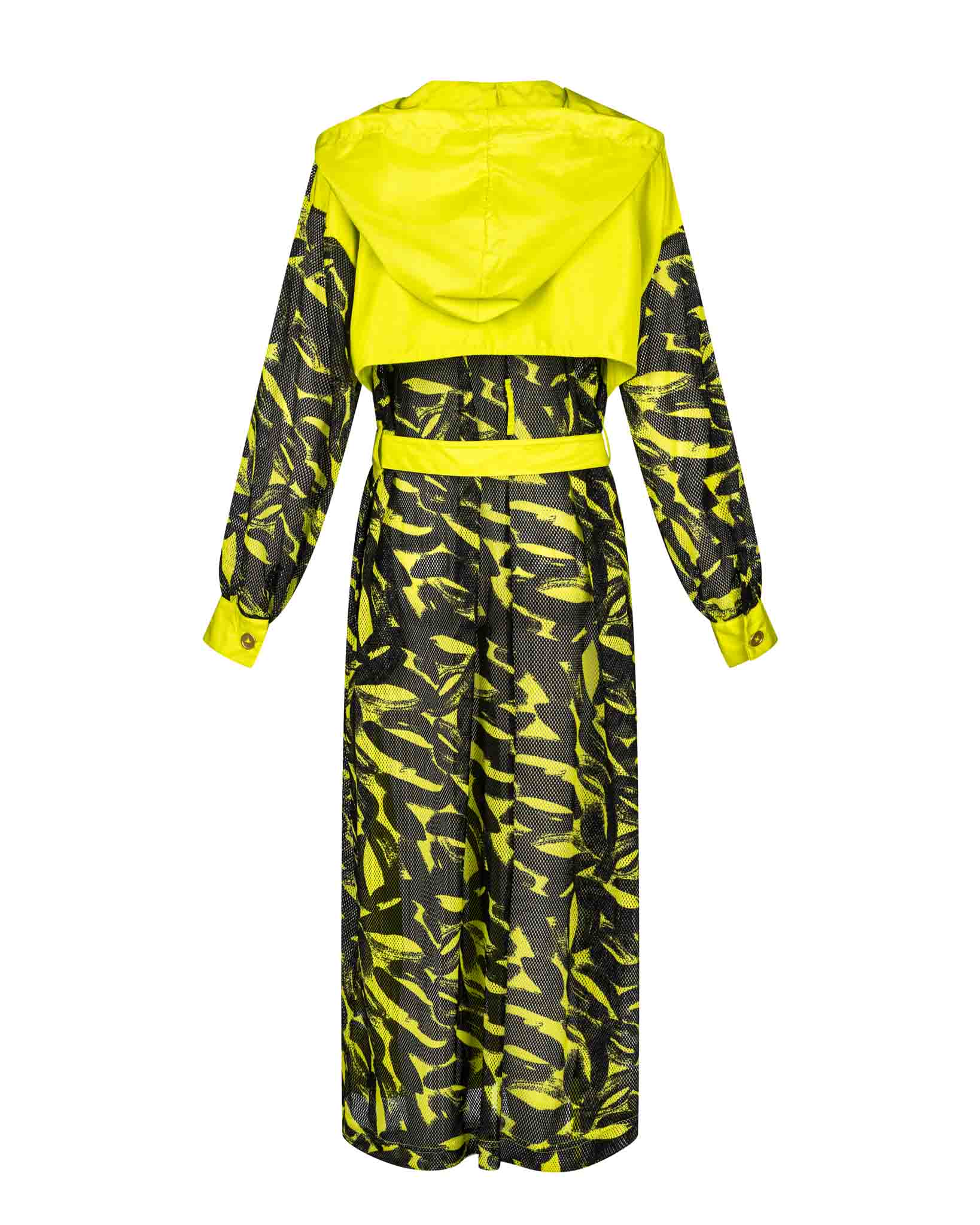 Lime Punch Green Mesh Trench Coat - Image 3
