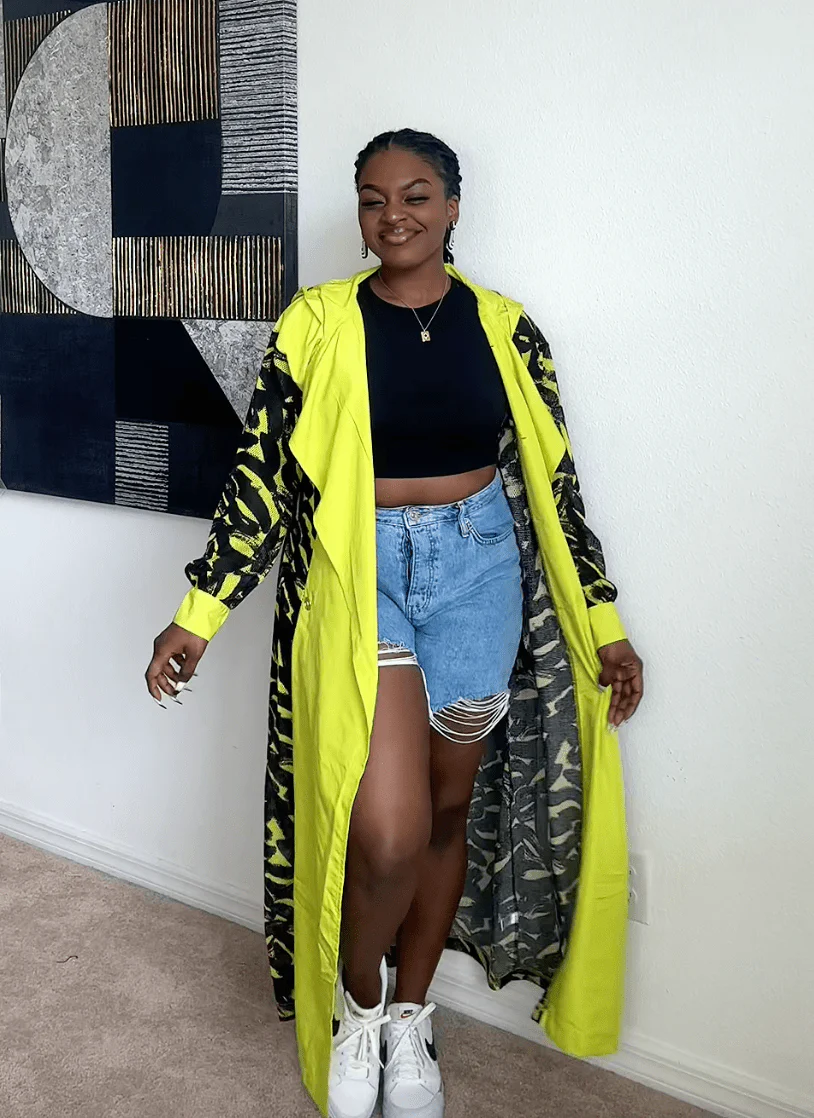 Lime Punch Green Mesh Trench Coat - Image 5