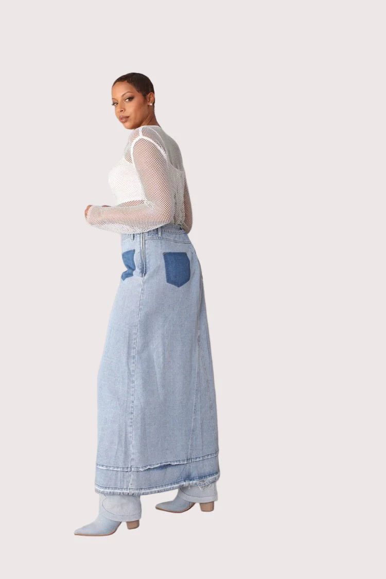 Long Denim Skirt- 82309 - Image 3