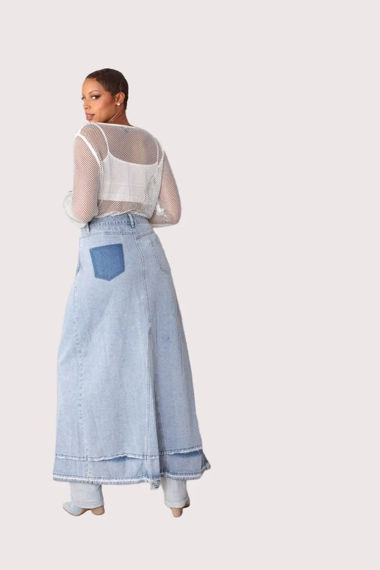 Long Denim Skirt- 82309 - Image 4