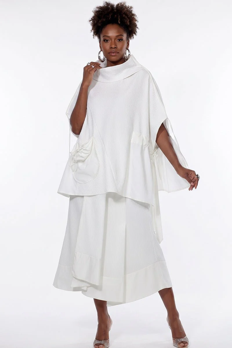 Textured Cowl Neck Skirt Set by Love The Queen