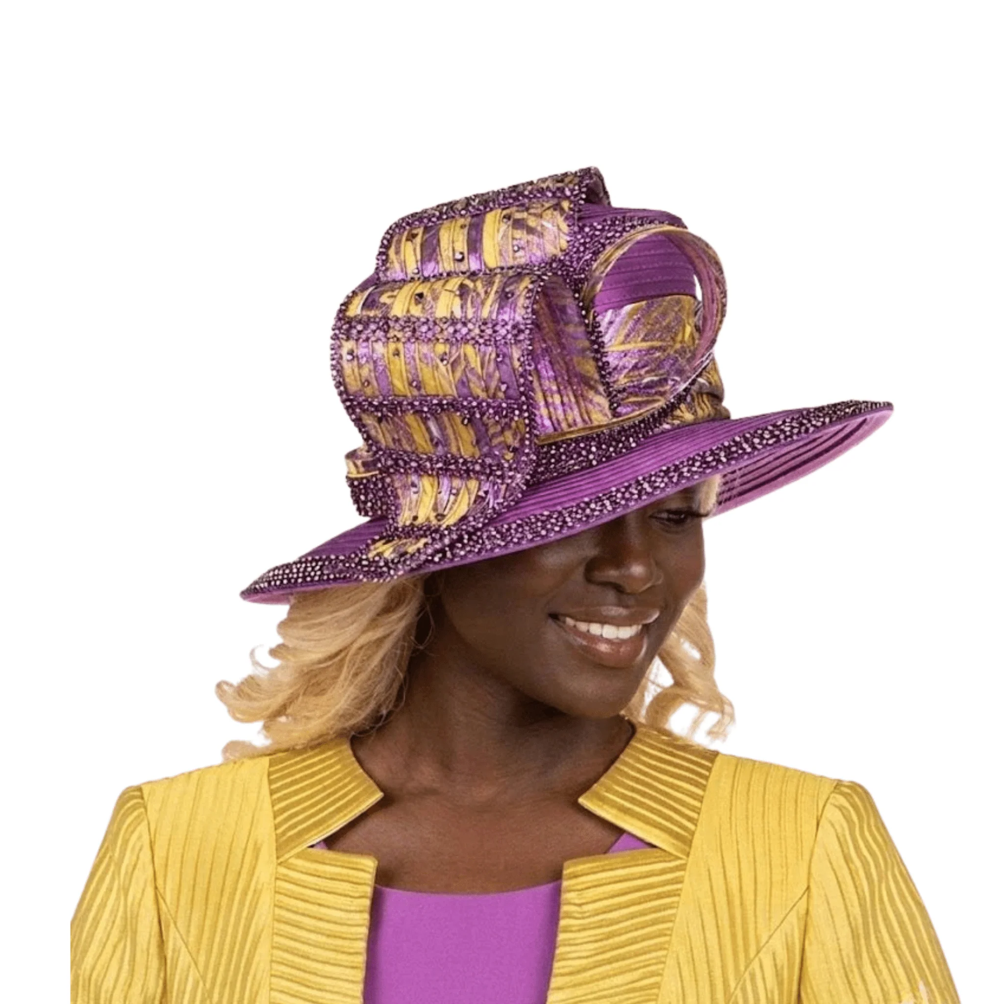 Luxury Crystal Crown Sculpted Wide Brim Hat