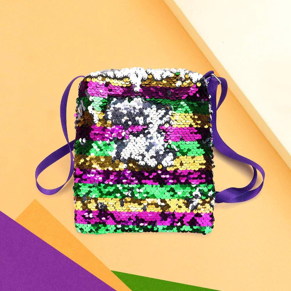 Mardi Gras Sequin Stripe Rectangle Crossbody Bag - Image 2