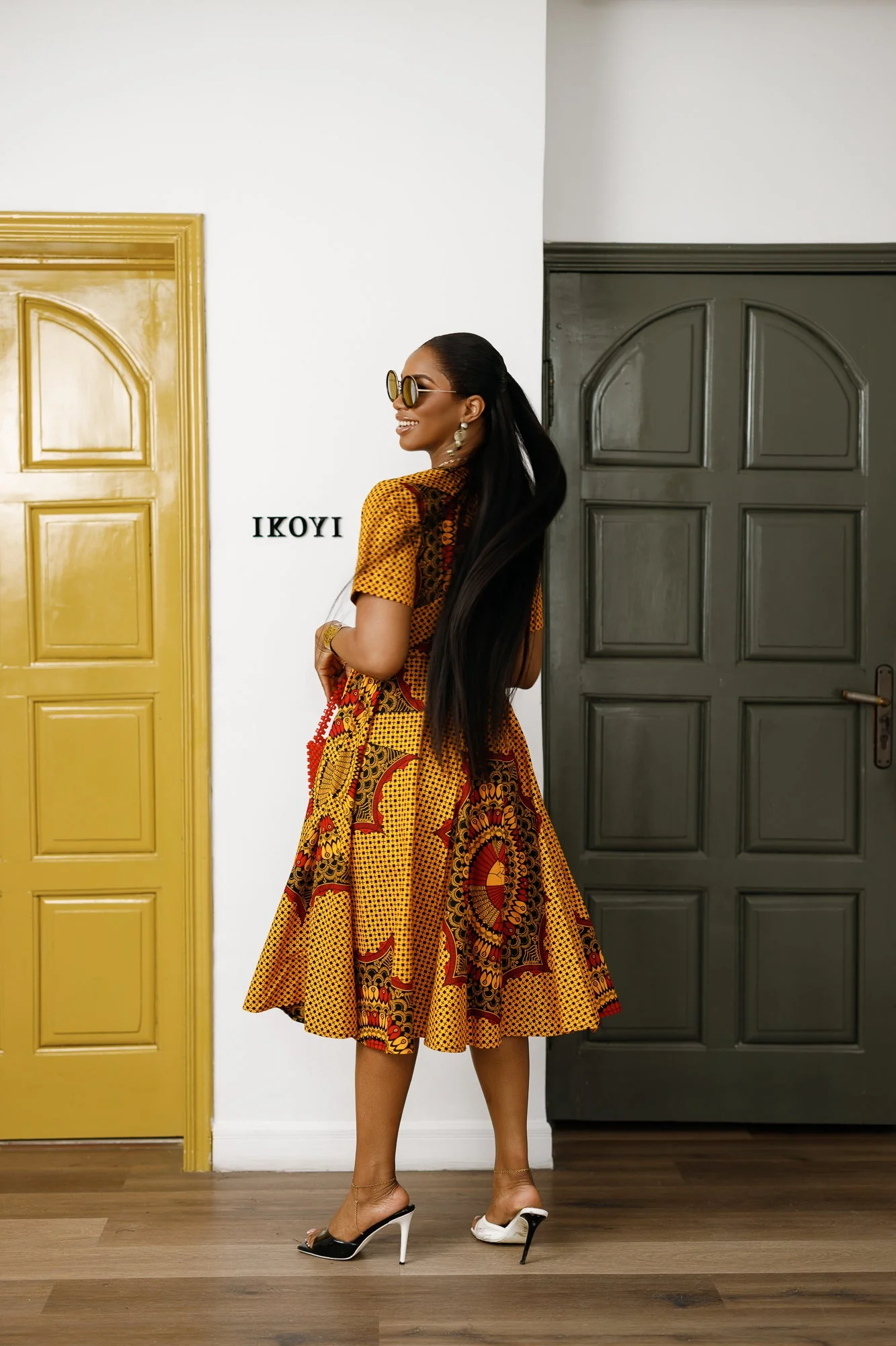MARIAMA AFRICAN PRINT MIDI DRESS [ORANGE] - Image 7