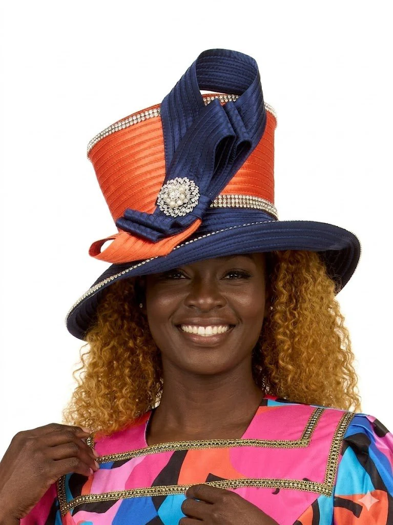 Medium Brim 2-tone High Crown Emblsh Hat