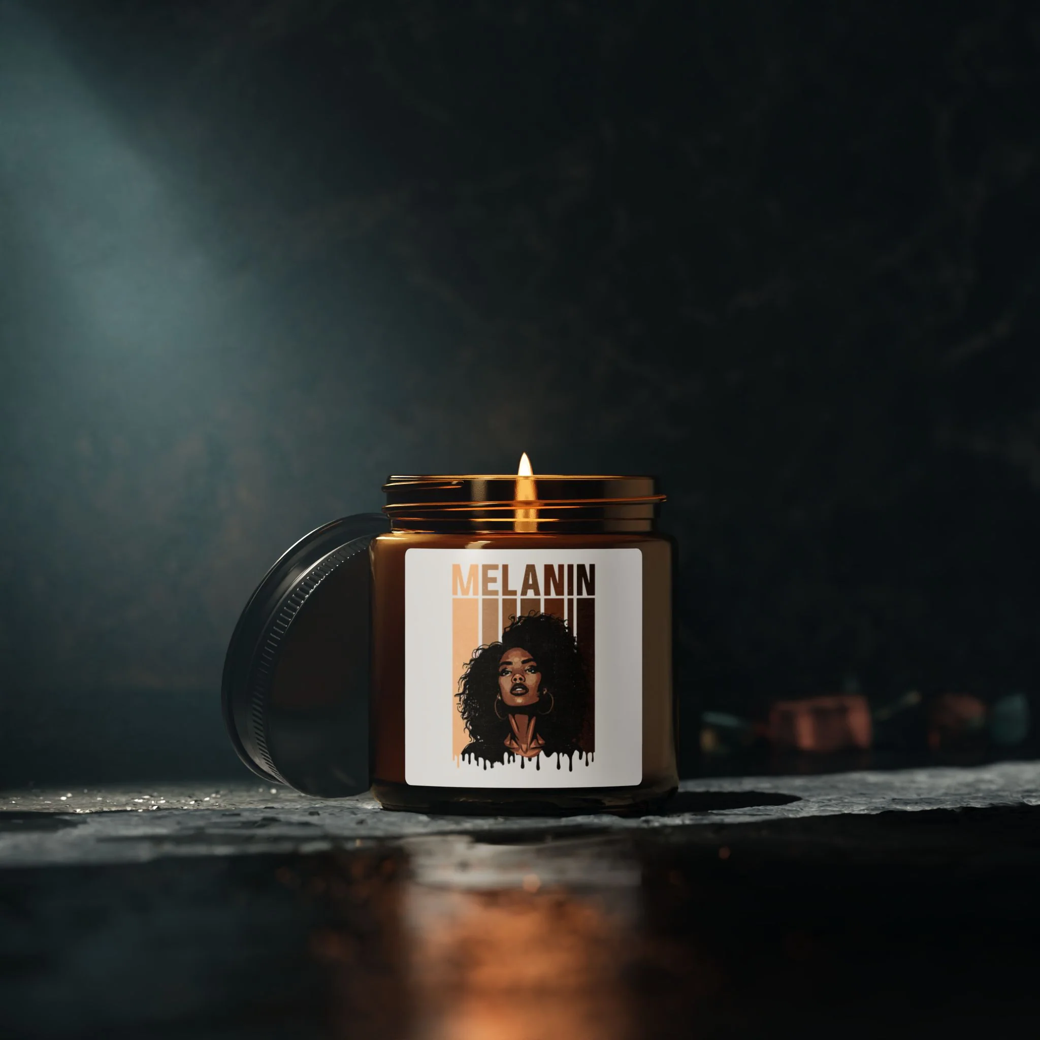Melanin Soy Candle — Amber Jar Scented Candle (Decorative Aromatherapy Gift)