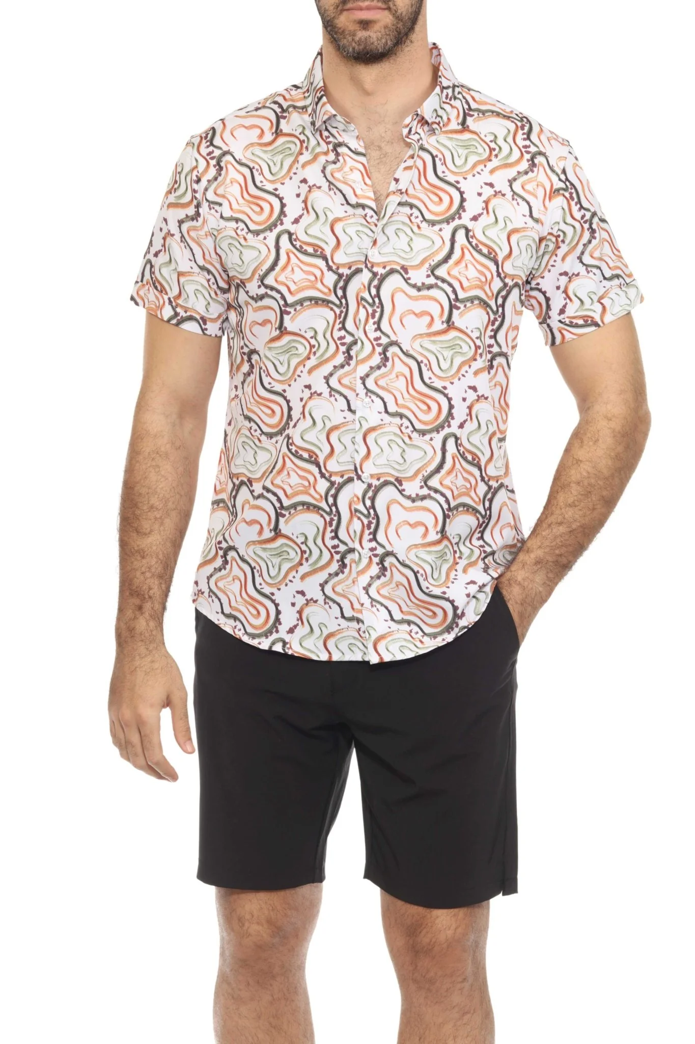 Men’s Multi Abstract Short Sleeve Stretch Shirt - Image 6