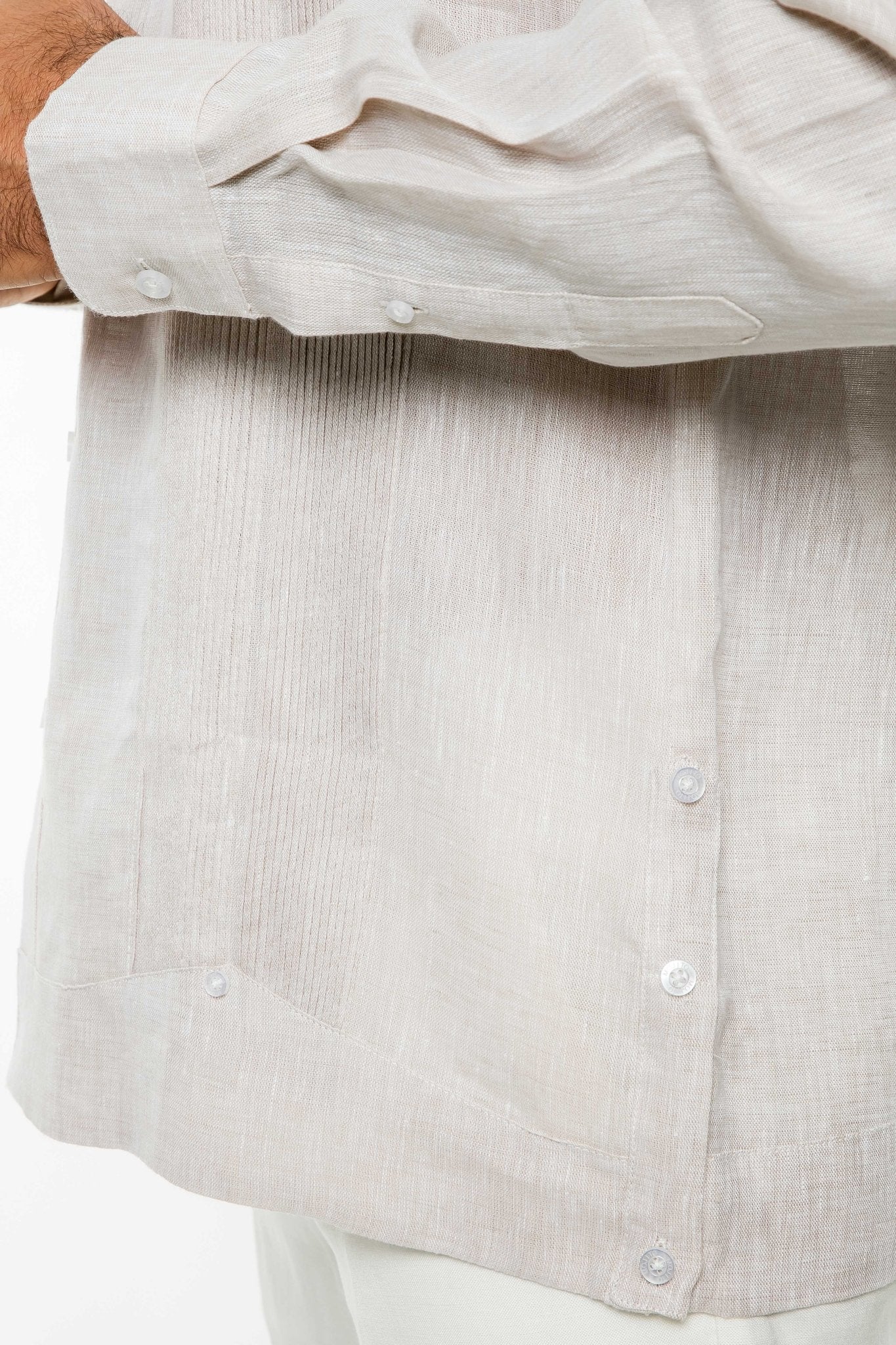 Men's 100% Linen Two-Pocket Design Guayabera Shirt Long Sleeve - Image 27