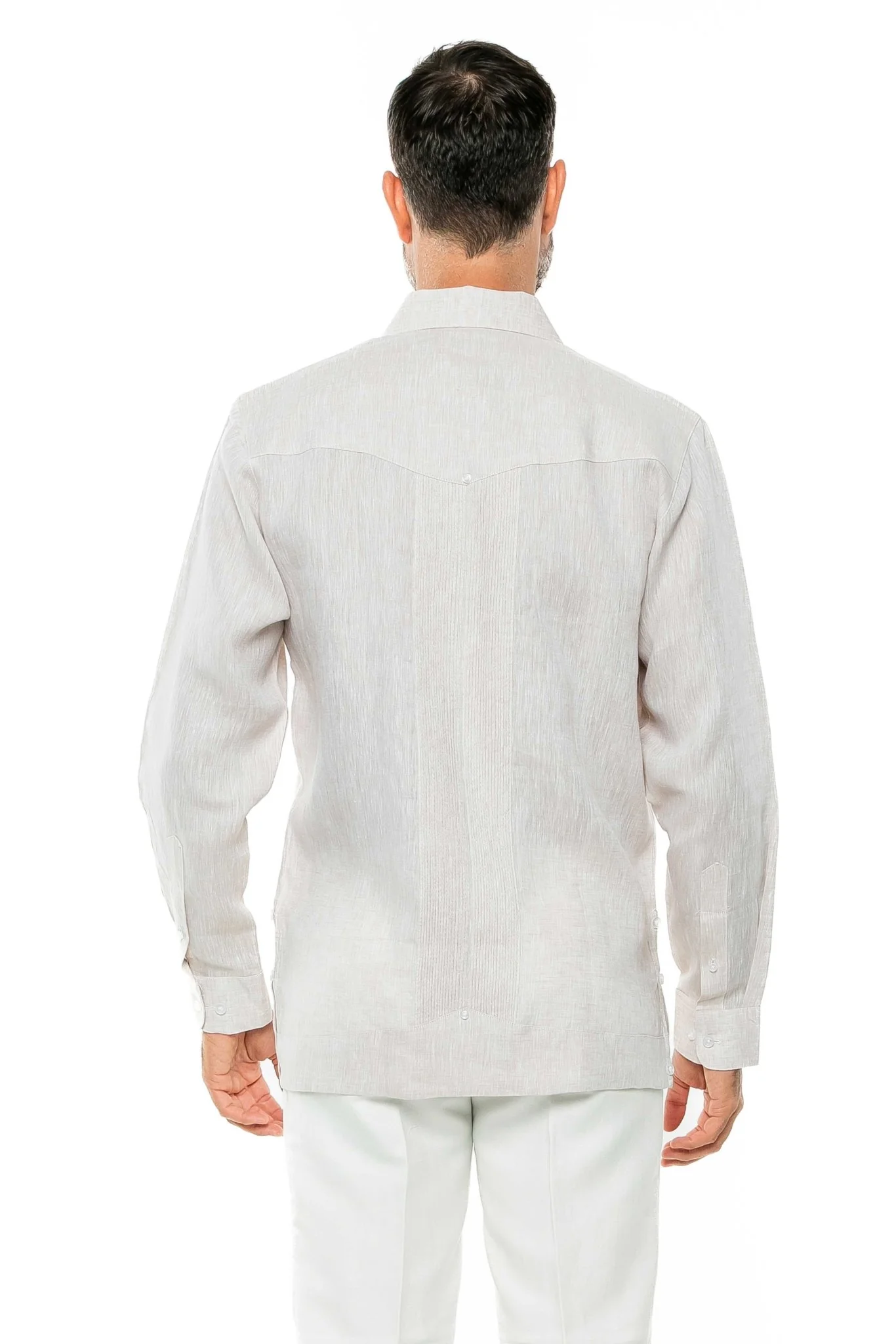 Men's 100% Linen Two-Pocket Design Guayabera Shirt Long Sleeve - Image 28