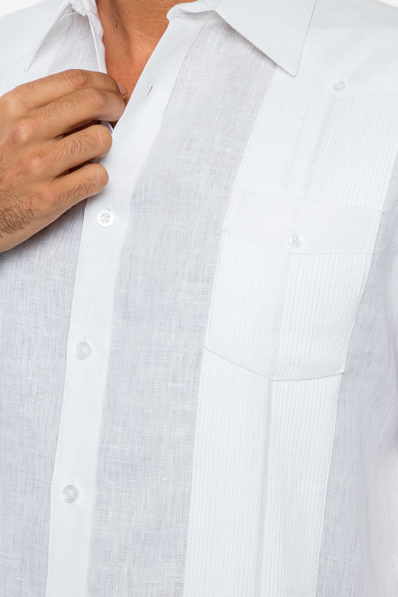 Men's 100% Linen Two-Pocket Design Guayabera Shirt Long Sleeve - Image 43