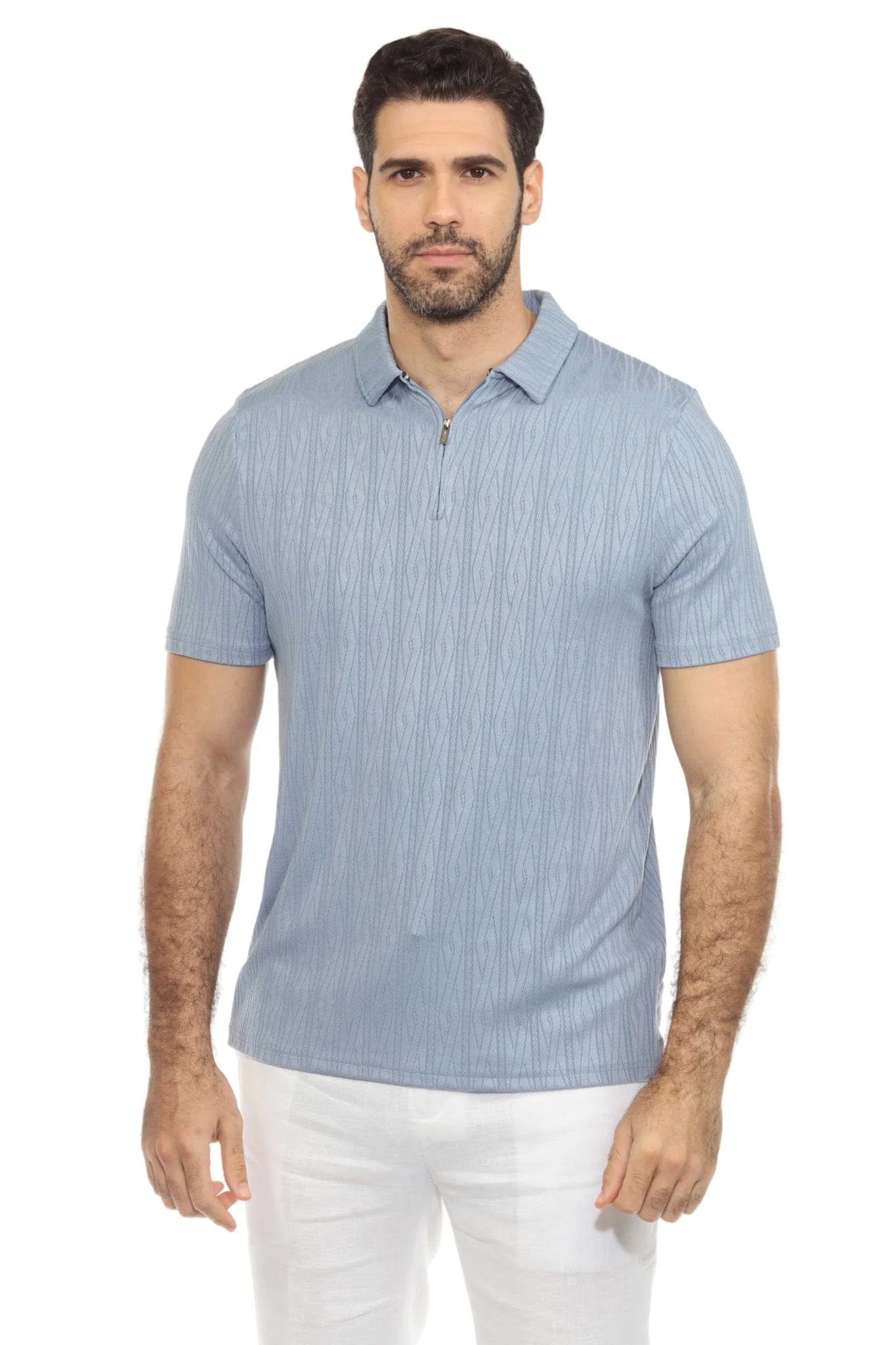 Men's Premium Stylish Polo Shirt with Modern Textured Pattern and Zipper Neckline - Image 11