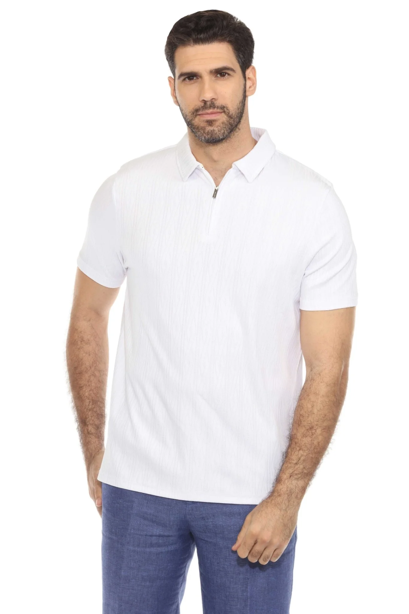 Men's Premium Stylish Polo Shirt with Modern Textured Pattern and Zipper Neckline - Image 14