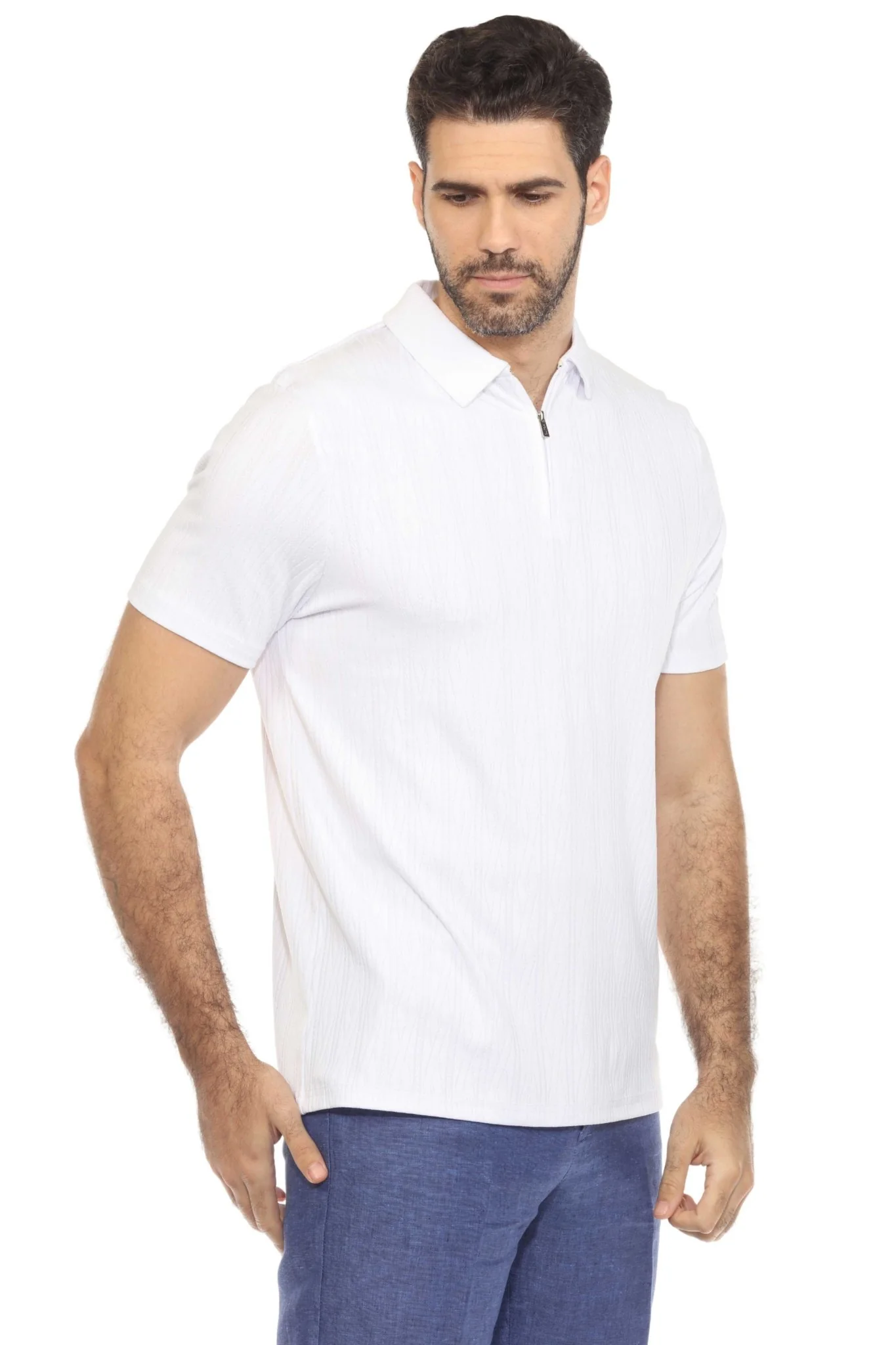Men's Premium Stylish Polo Shirt with Modern Textured Pattern and Zipper Neckline - Image 18