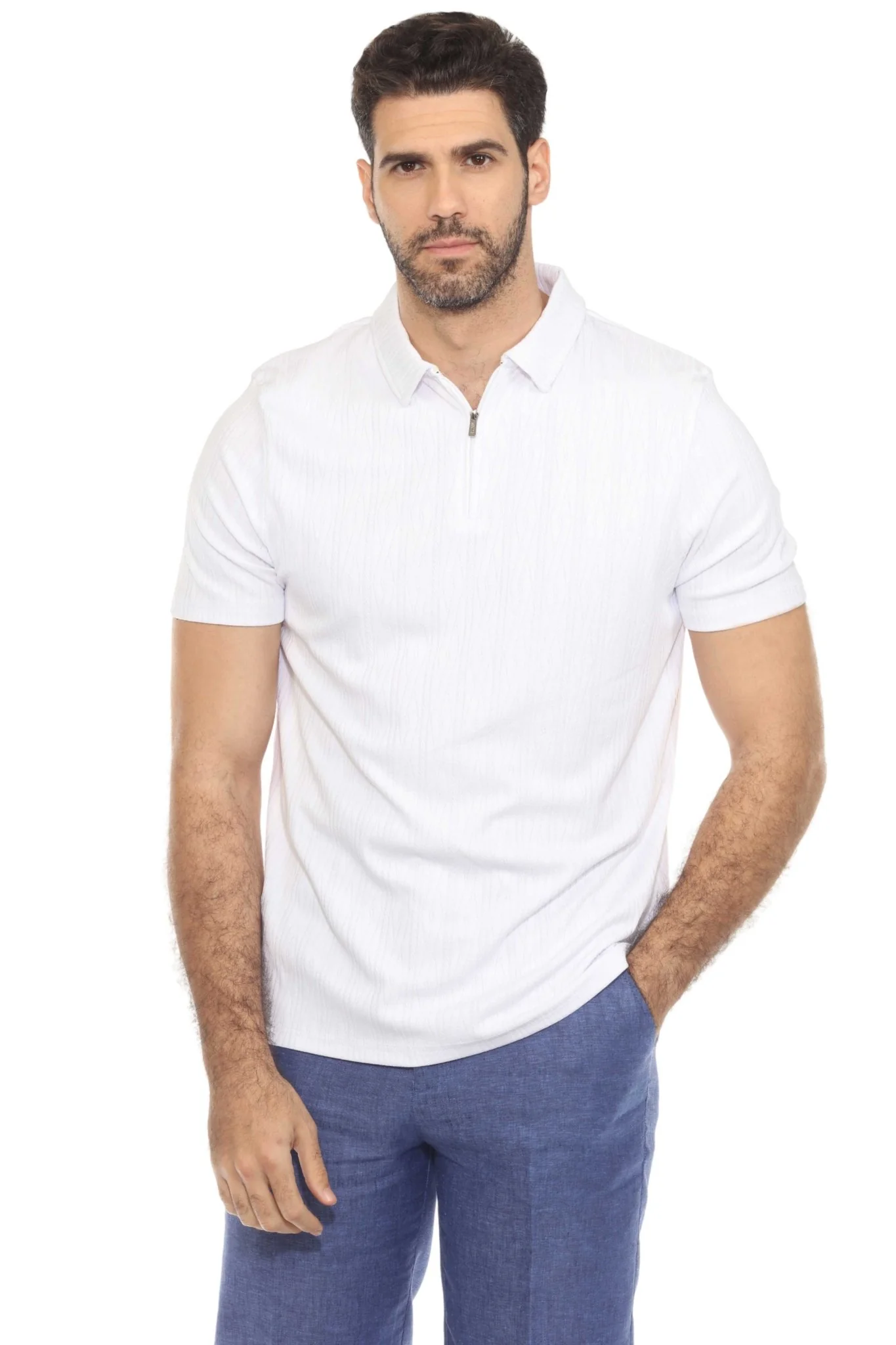 Men's Premium Stylish Polo Shirt with Modern Textured Pattern and Zipper Neckline - Image 20