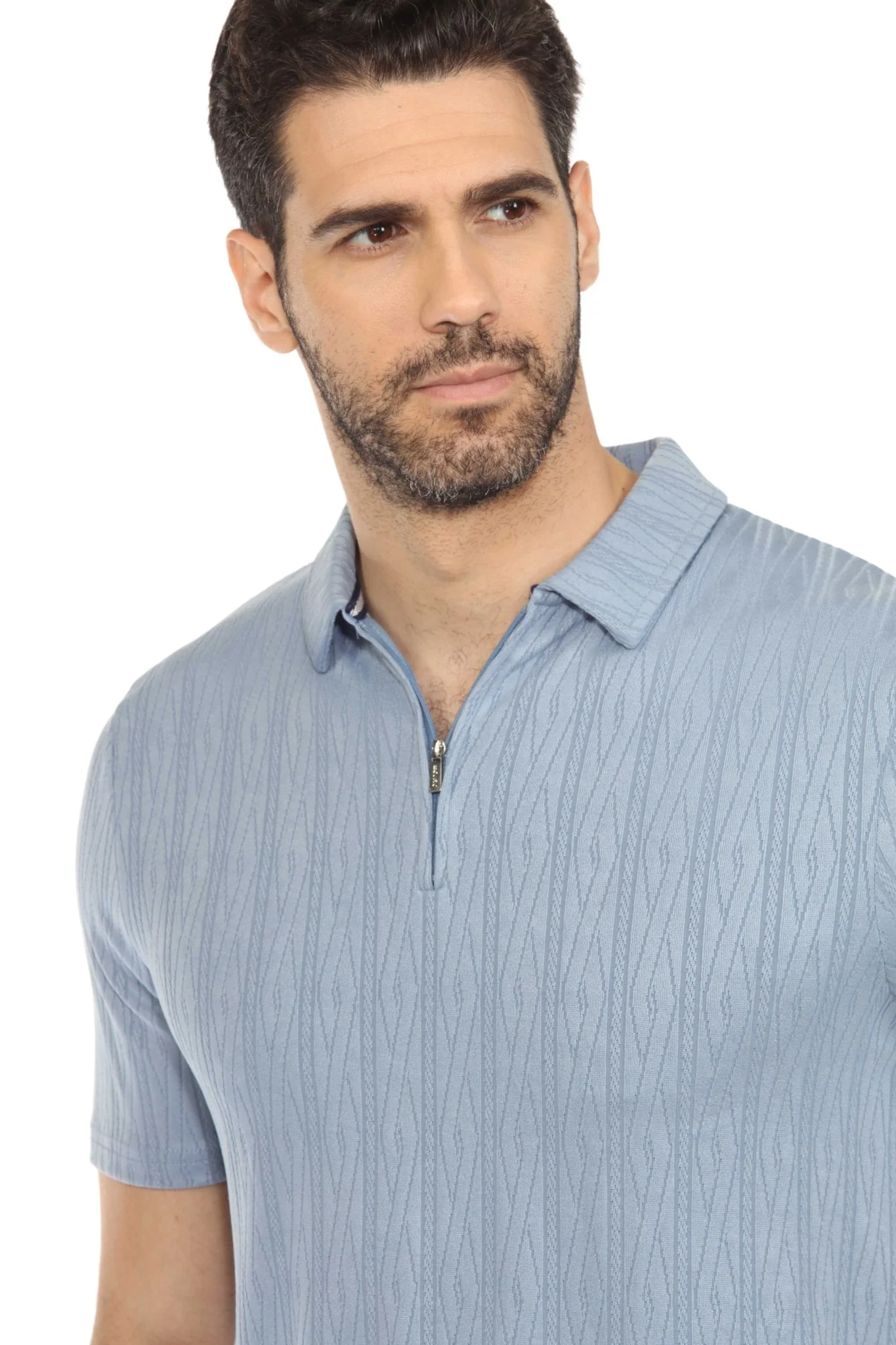 Men's Premium Stylish Polo Shirt with Modern Textured Pattern and Zipper Neckline - Image 21