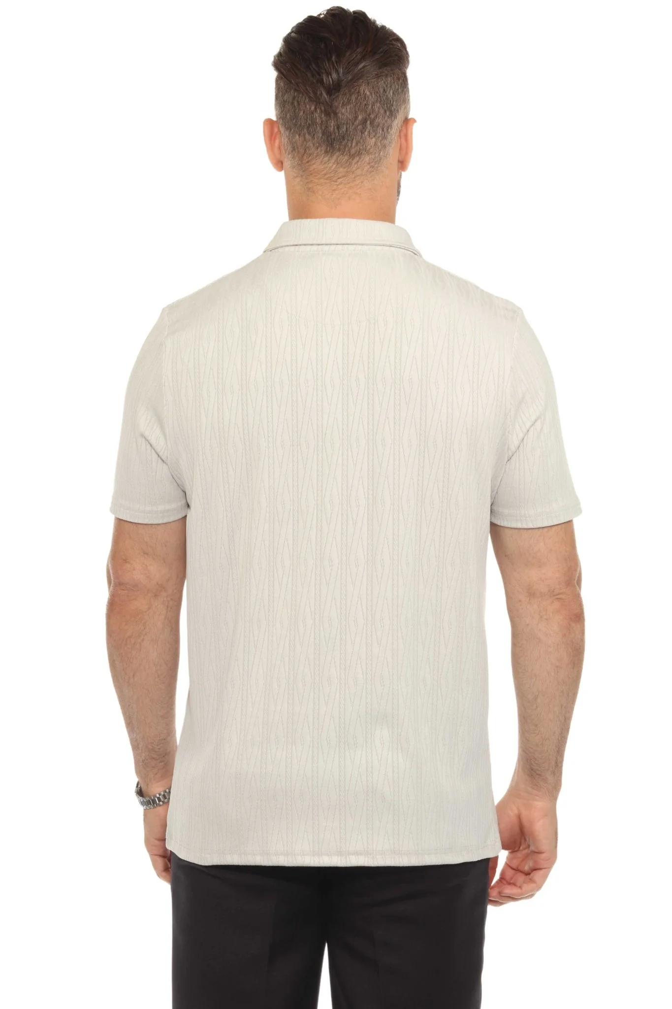 Men's Premium Stylish Polo Shirt with Modern Textured Pattern and Zipper Neckline - Image 29