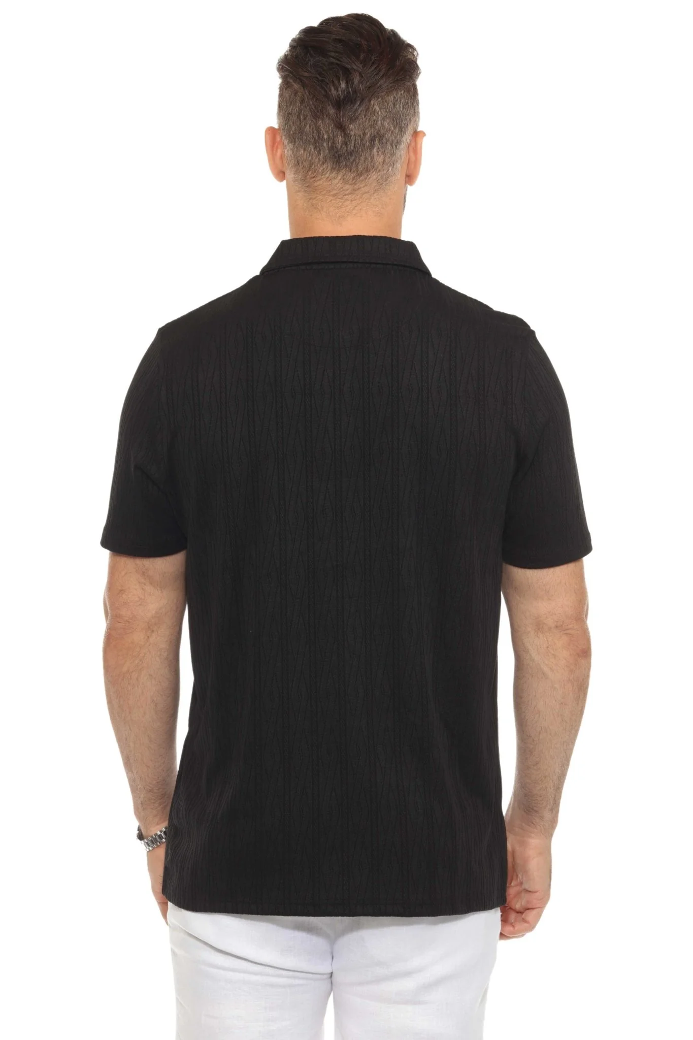 Men's Premium Stylish Polo Shirt with Modern Textured Pattern and Zipper Neckline - Image 30