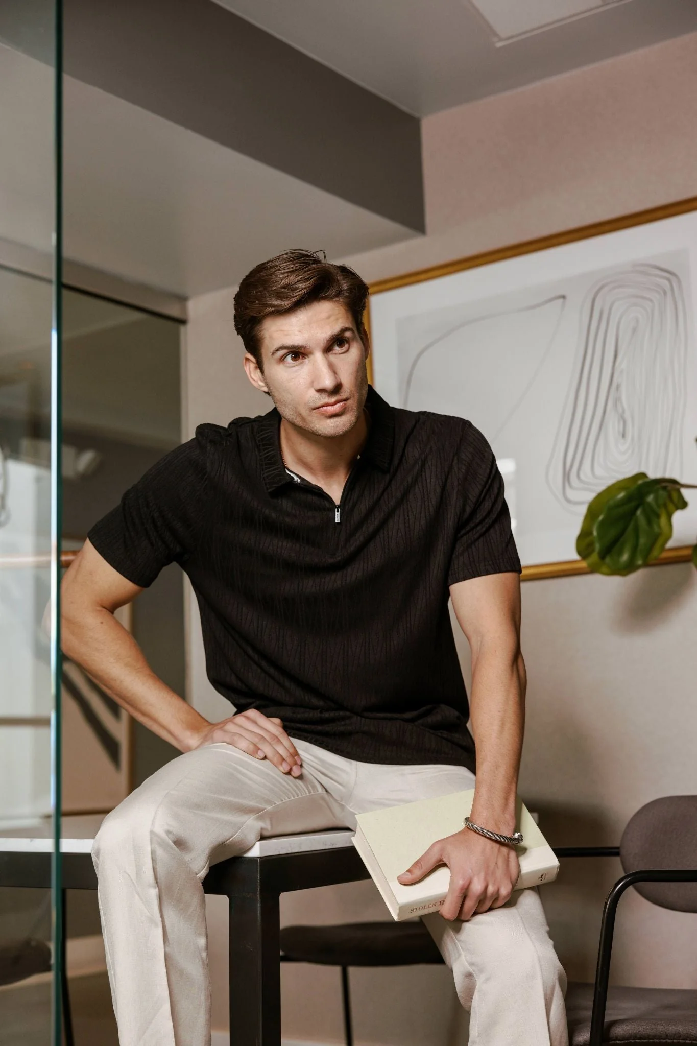 Men's Premium Stylish Polo Shirt with Modern Textured Pattern and Zipper Neckline - Image 4