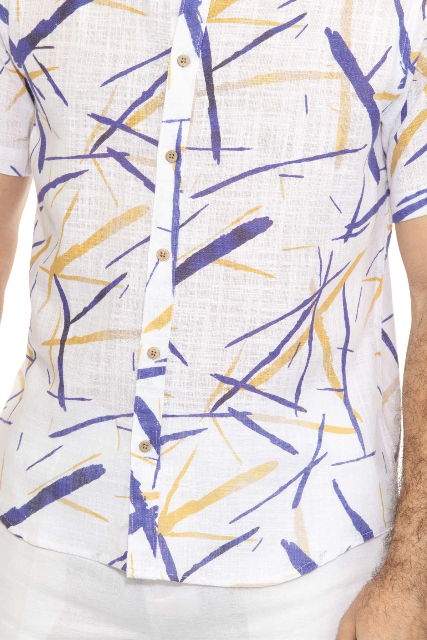Men's Resort Style Casual Linen Blend Colorful Print Shirt - Image 11