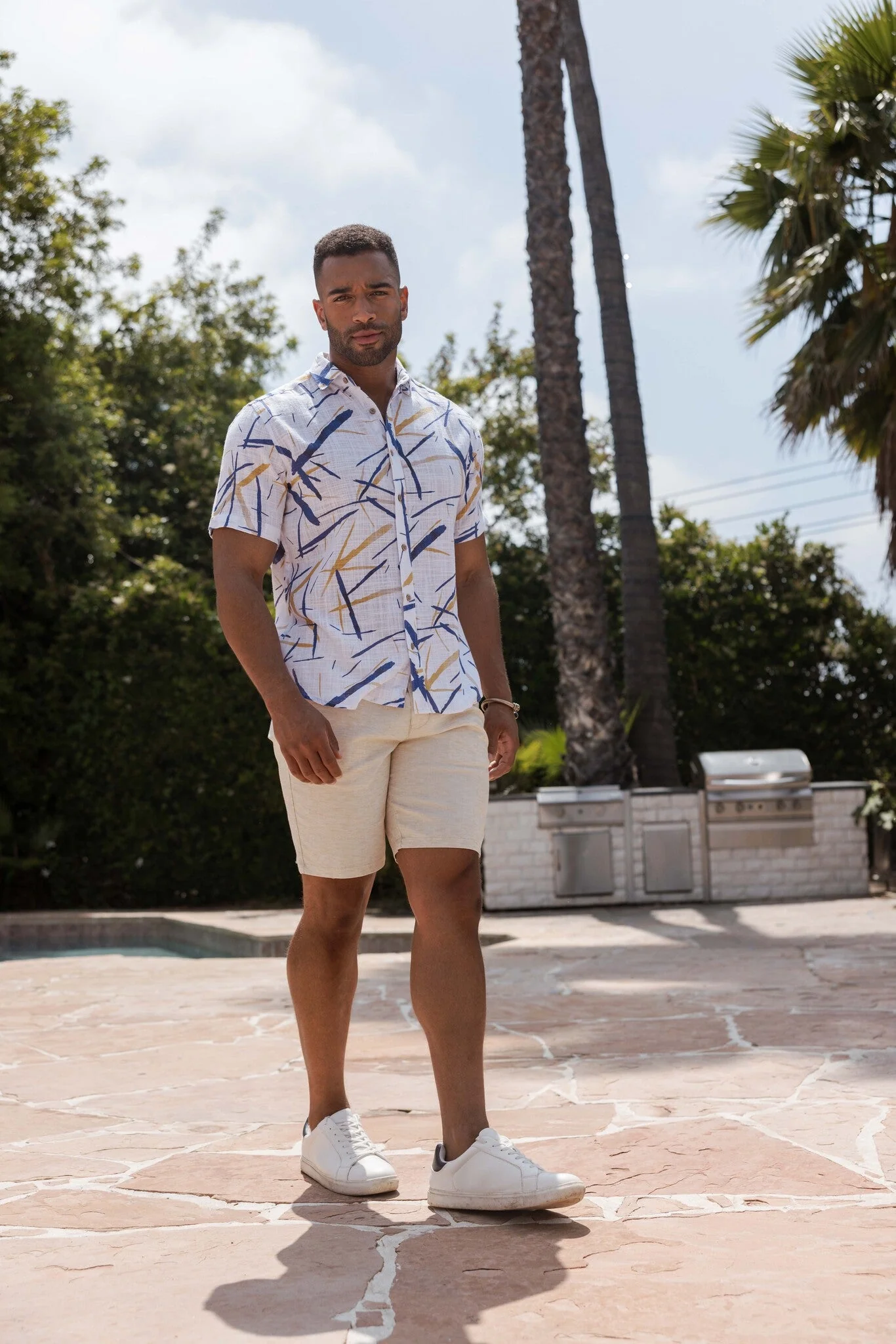 Men's Resort Style Casual Linen Blend Colorful Print Shirt - Image 6