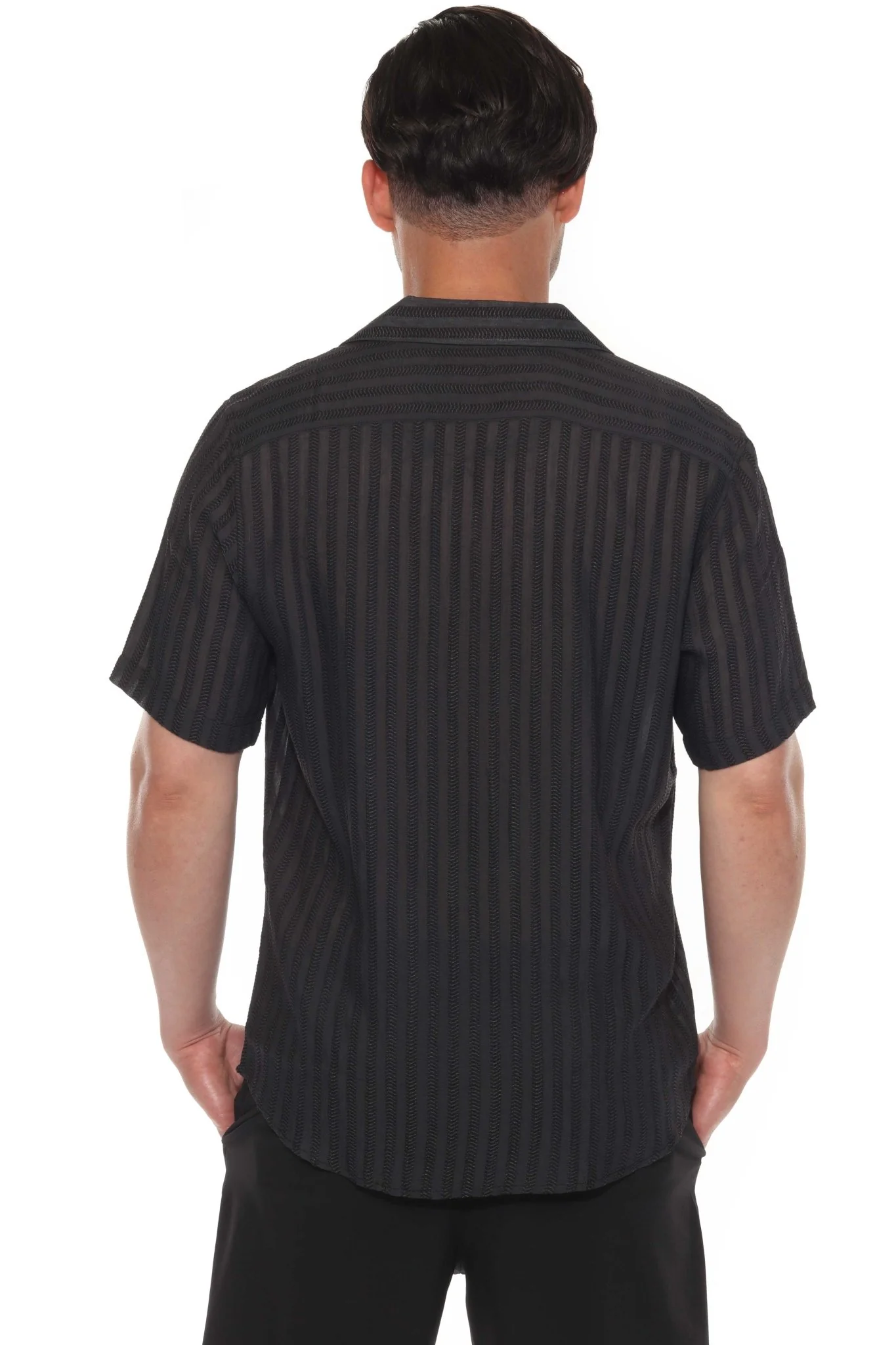 Men's Resort Style Casual Striped Lightweight Rayon Blend Shirt - Image 13