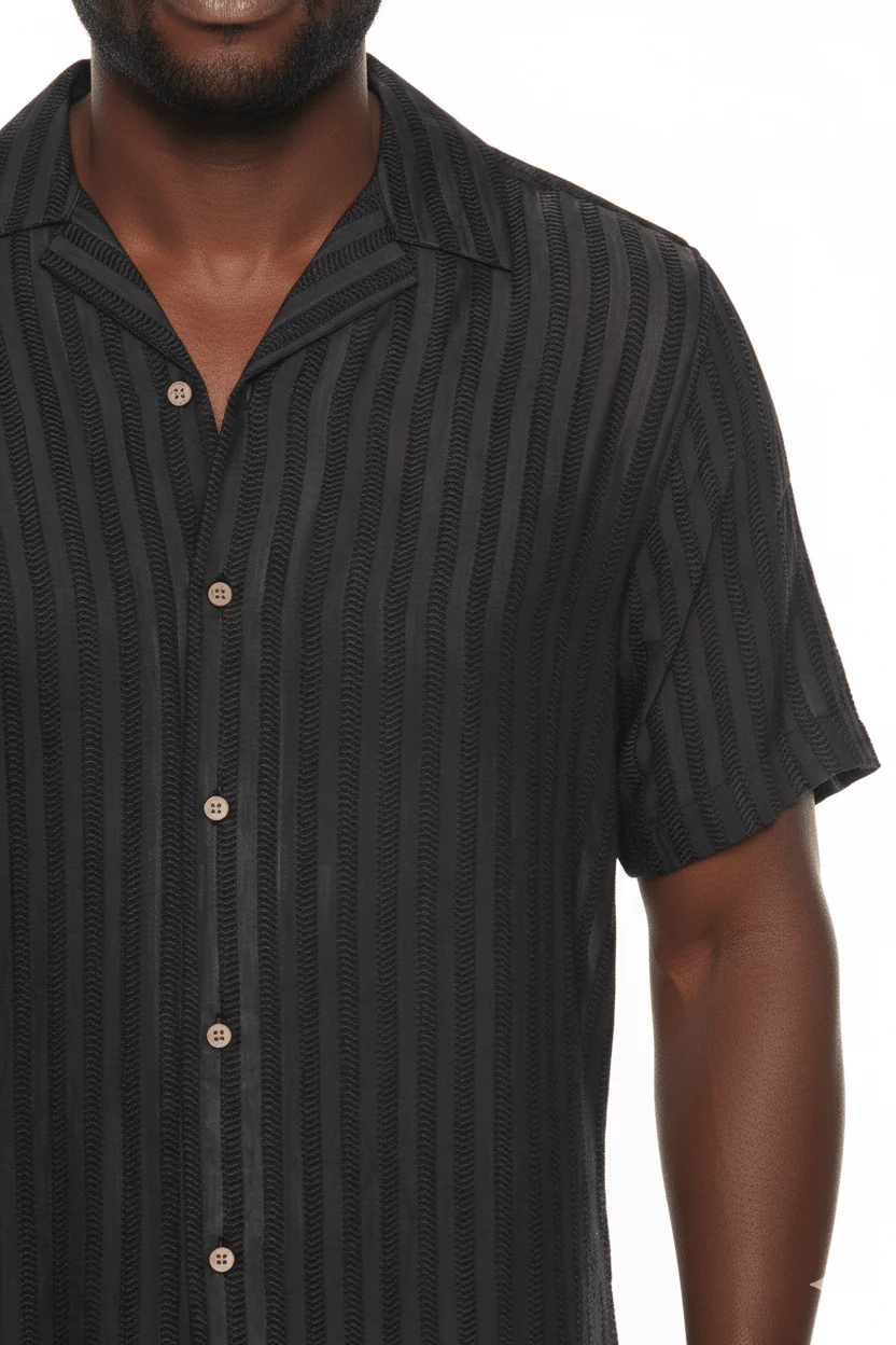 Men's Resort Style Casual Striped Lightweight Rayon Blend Shirt - Image 2