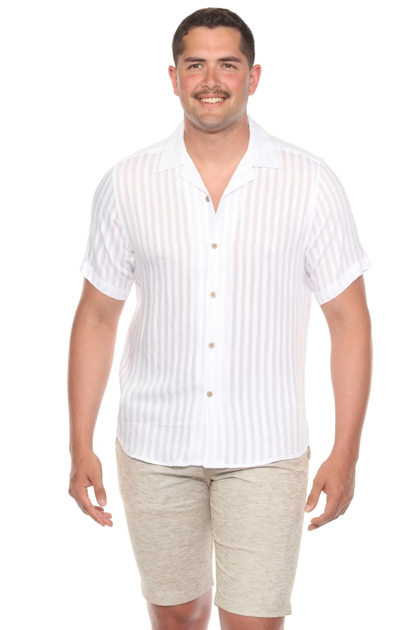 Men's Resort Style Casual Striped Lightweight Rayon Blend Shirt - Image 5