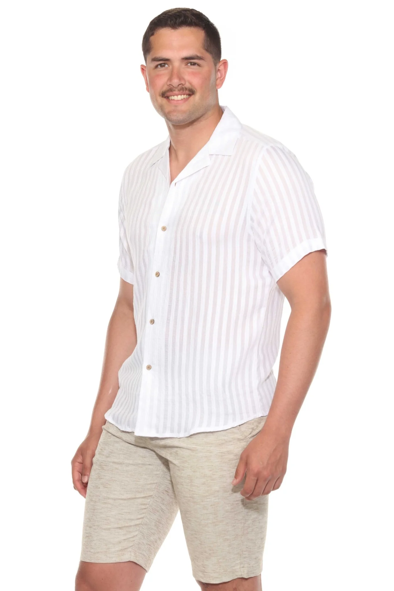 Men's Resort Style Casual Striped Lightweight Rayon Blend Shirt - Image 8