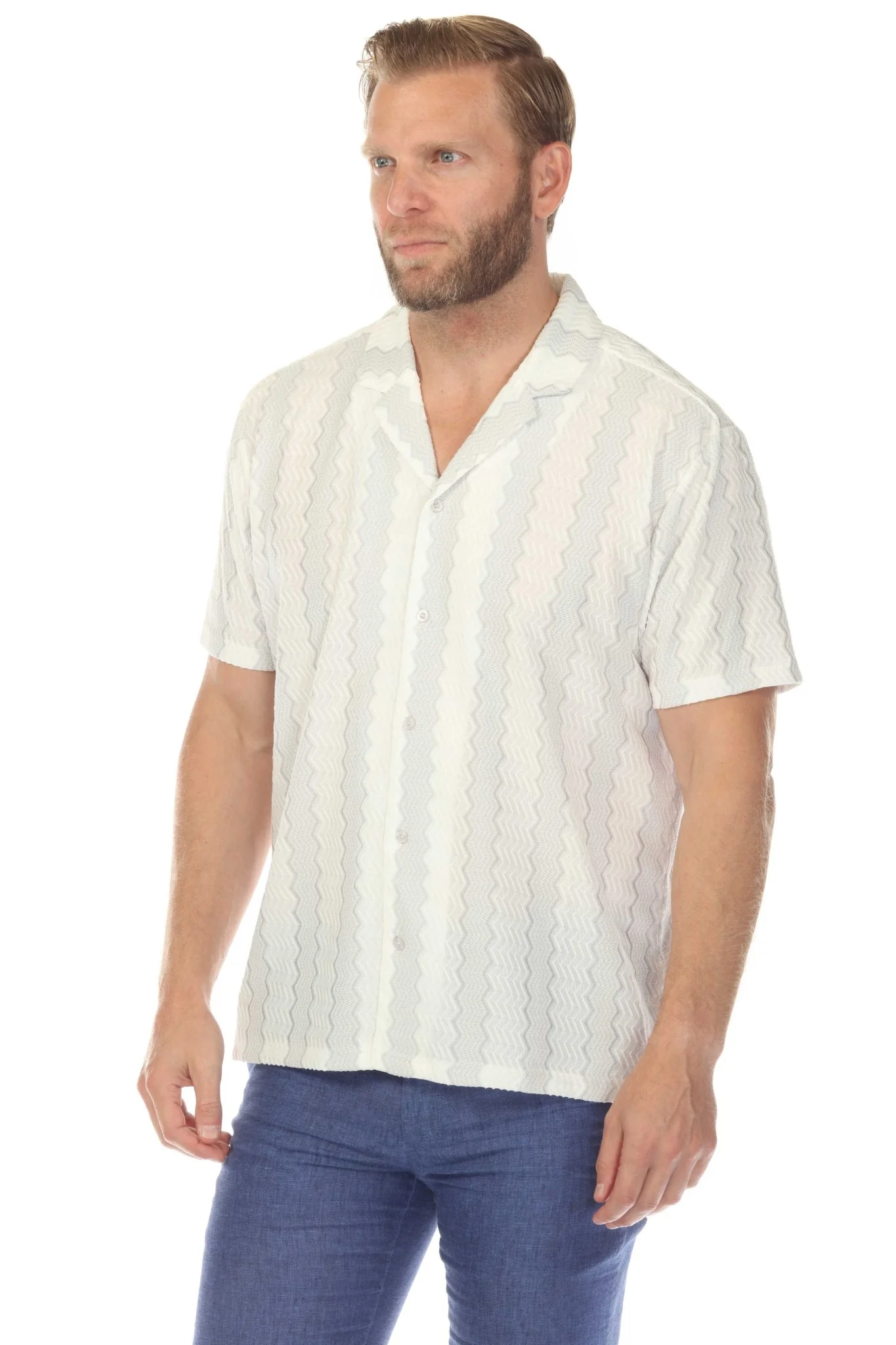 Men's Riviera Textured Button Down Knit Shirt - Image 6