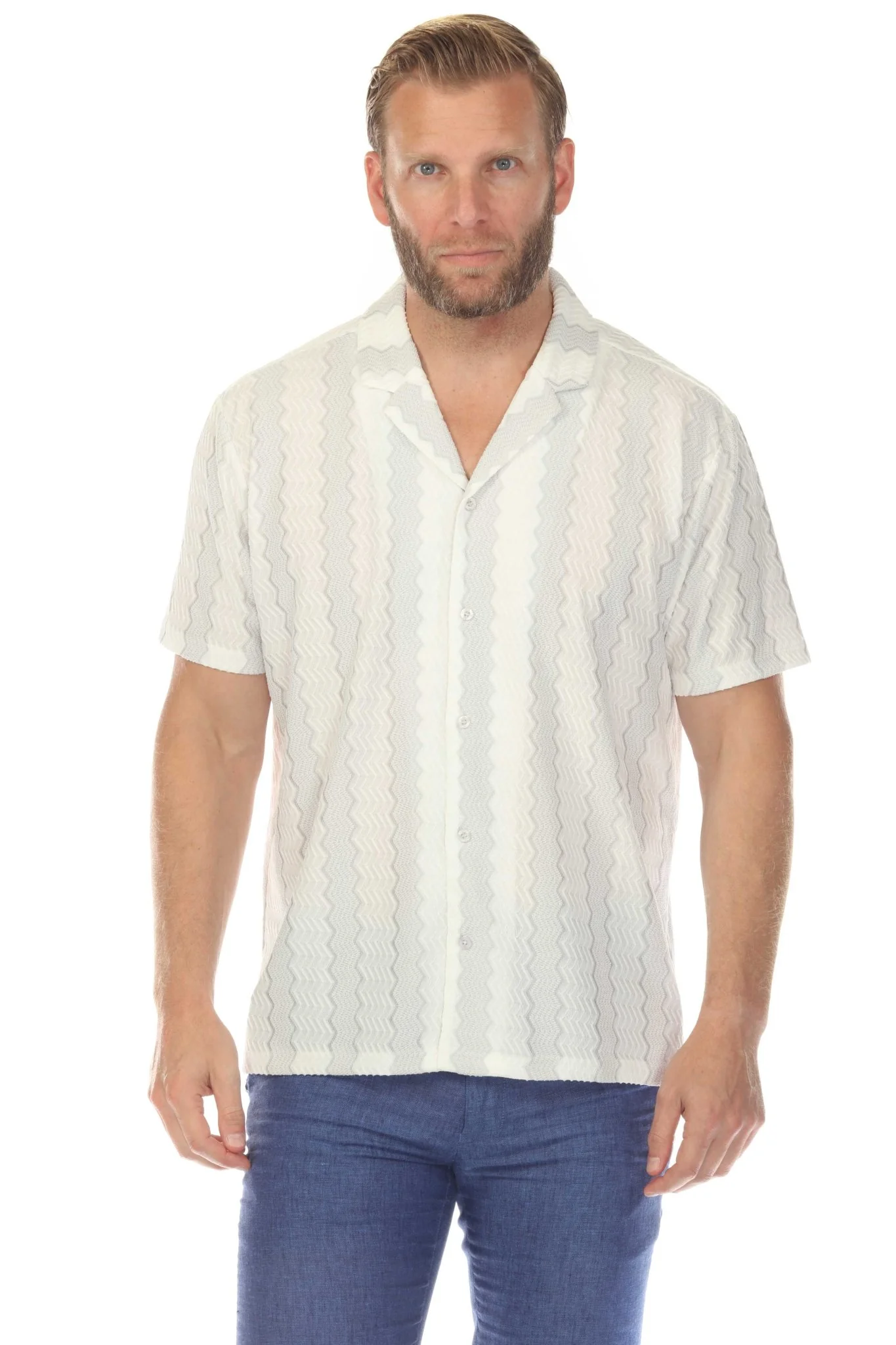 Men's Riviera Textured Button Down Knit Shirt - Image 8