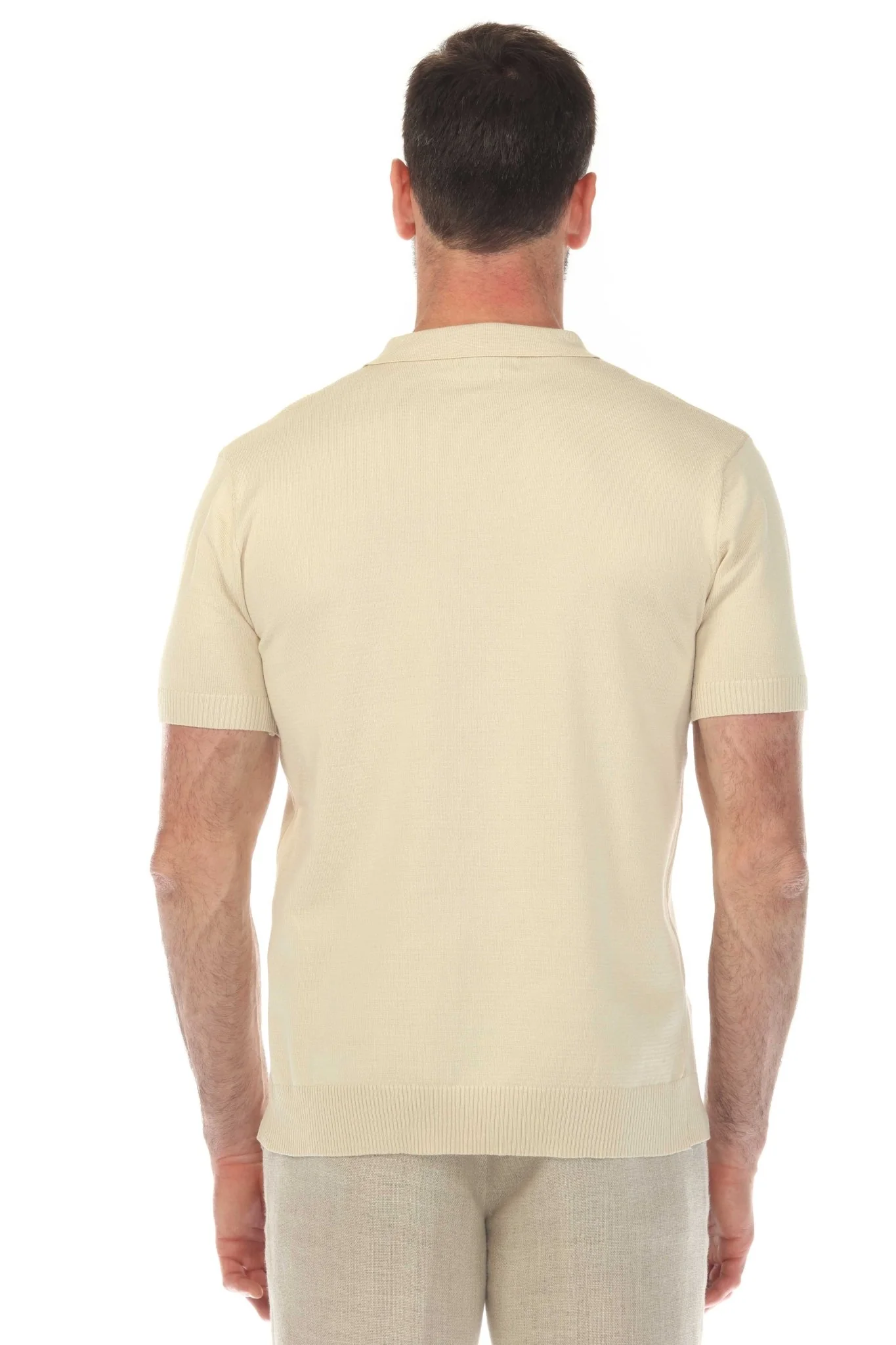 Men's Stylish Premium Knit Textured Polo Shirt with Stripe Accents - Image 11