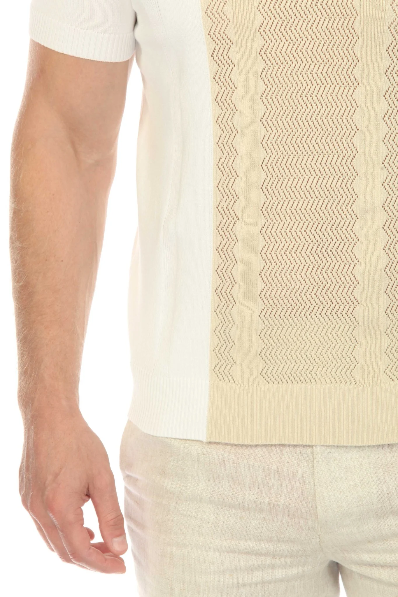 Men's Stylish Premium Knit Textured Polo Shirt with Stripe Accents - Image 22