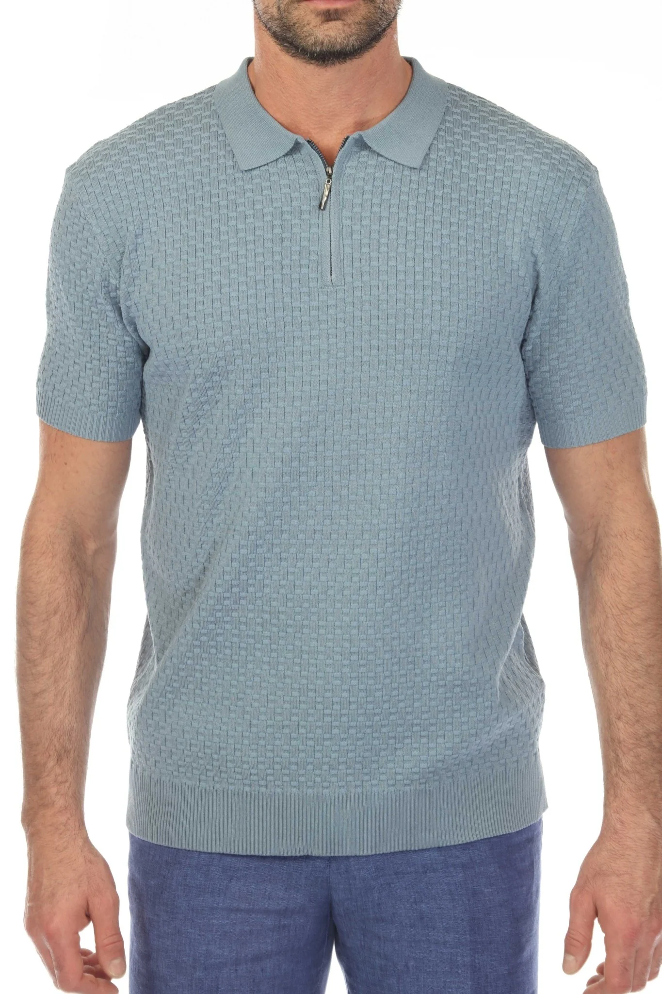 Men's Stylish Premium Knit Textured Polo Shirt with Stripe Accents - Image 17