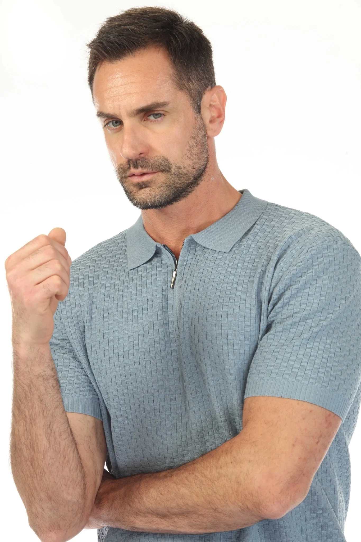 Men's Stylish Premium Knit Textured Polo Shirt with Stripe Accents - Image 18