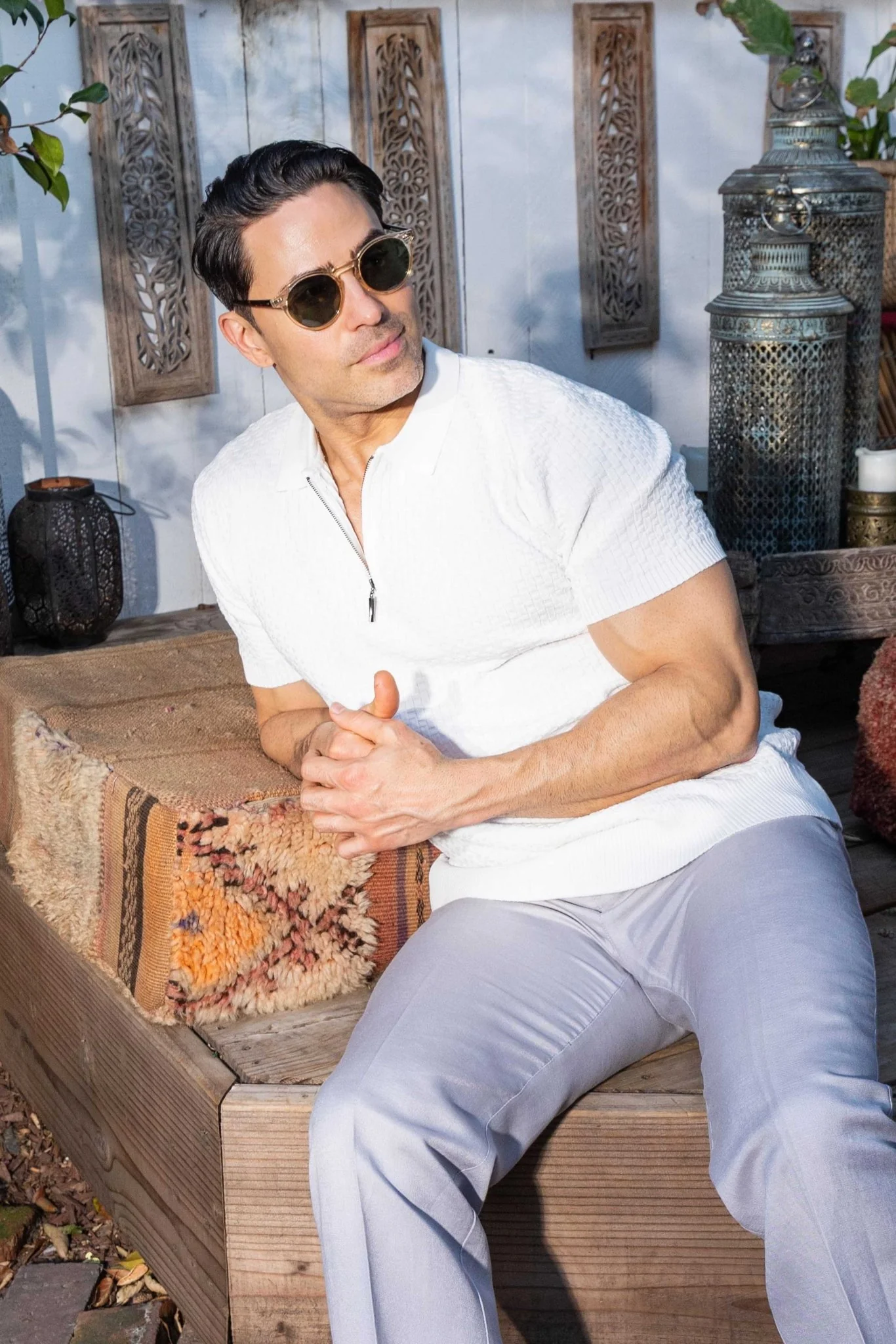 Men's Stylish Premium Knit Textured Polo Shirt with Stripe Accents - Image 24