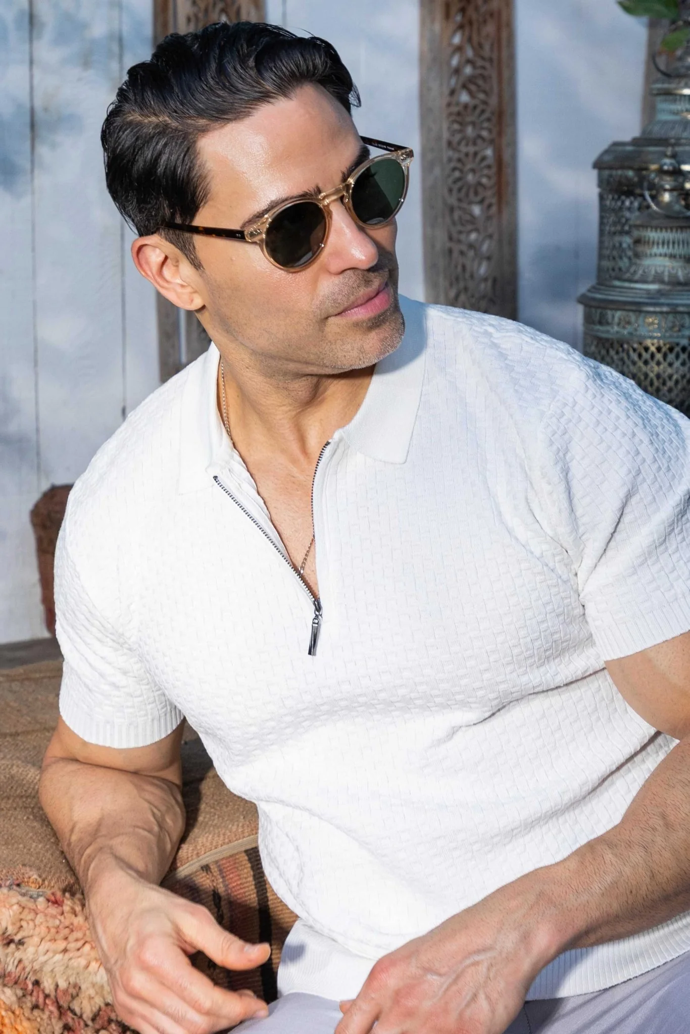 Men's Stylish Premium Knit Textured Polo Shirt with Stripe Accents - Image 25