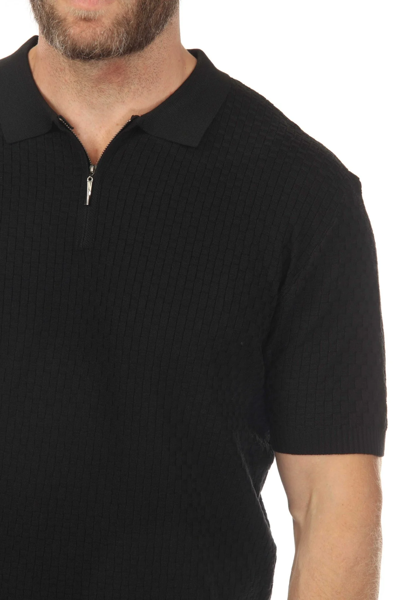 Men's Stylish Premium Knit Textured Polo Shirt with Stripe Accents - Image 50