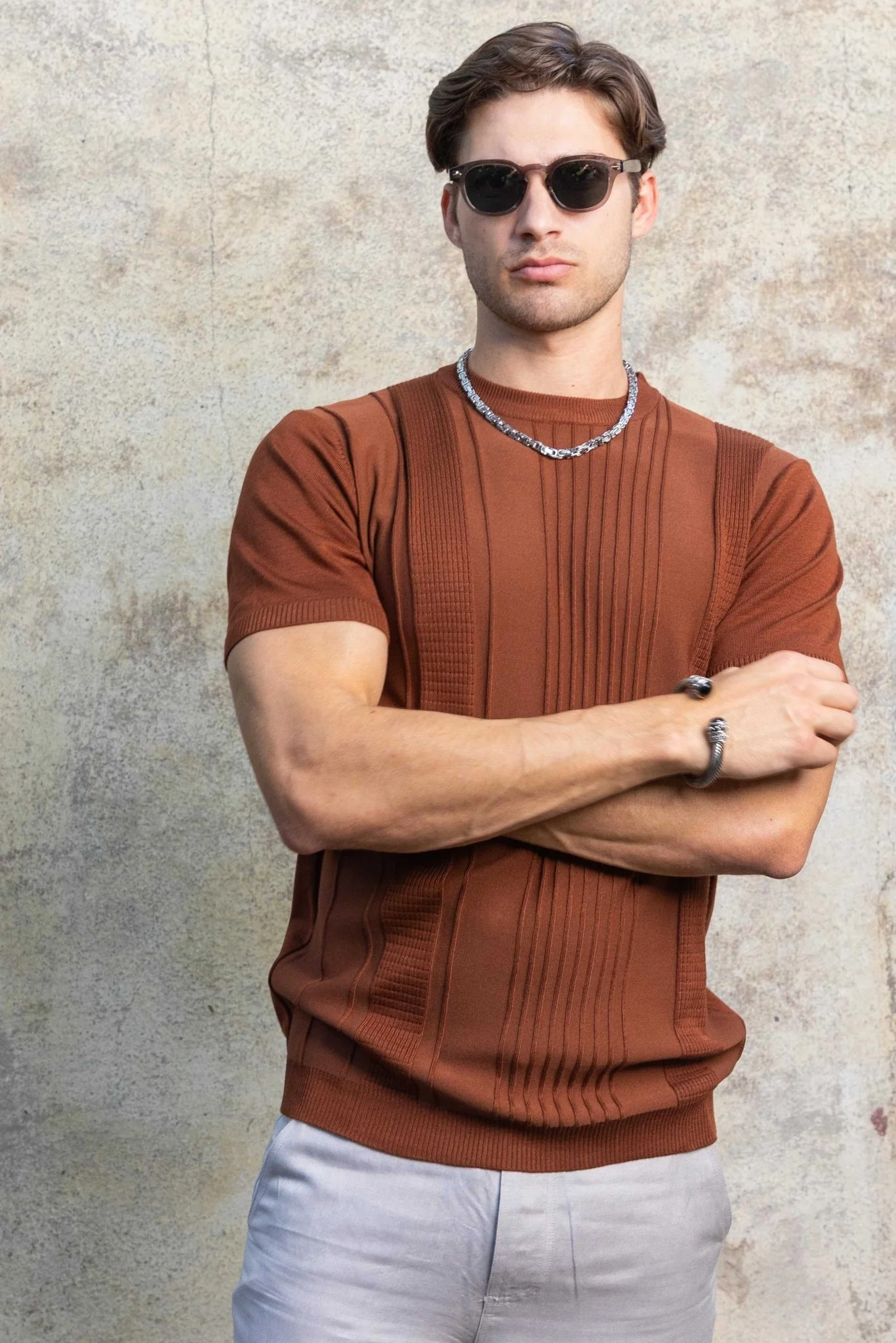 Men's Stylish Premium Knit Textured T-Shirt - Image 3