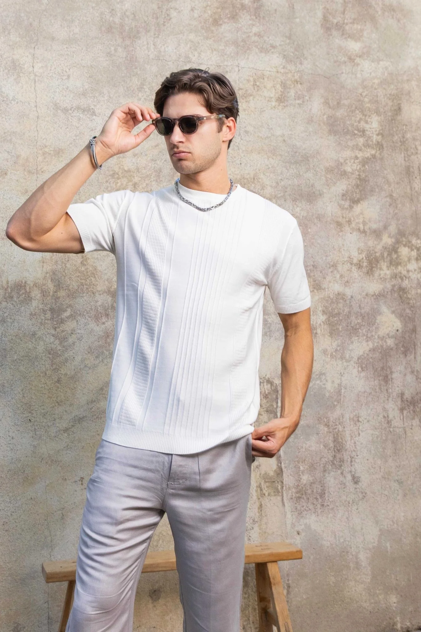 Men's Stylish Premium Knit Textured T-Shirt - Image 39