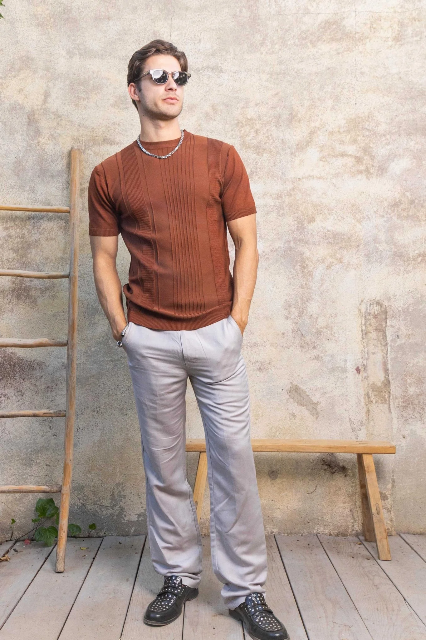 Men's Stylish Premium Knit Textured T-Shirt - Image 44
