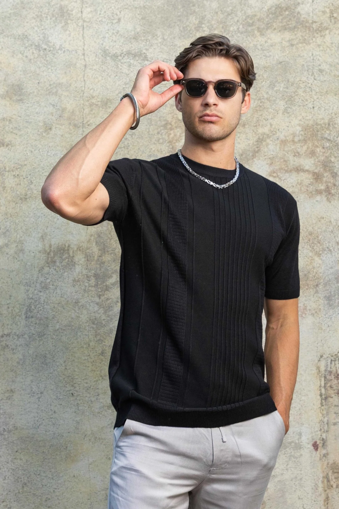Men's Stylish Premium Knit Textured T-Shirt - Image 5