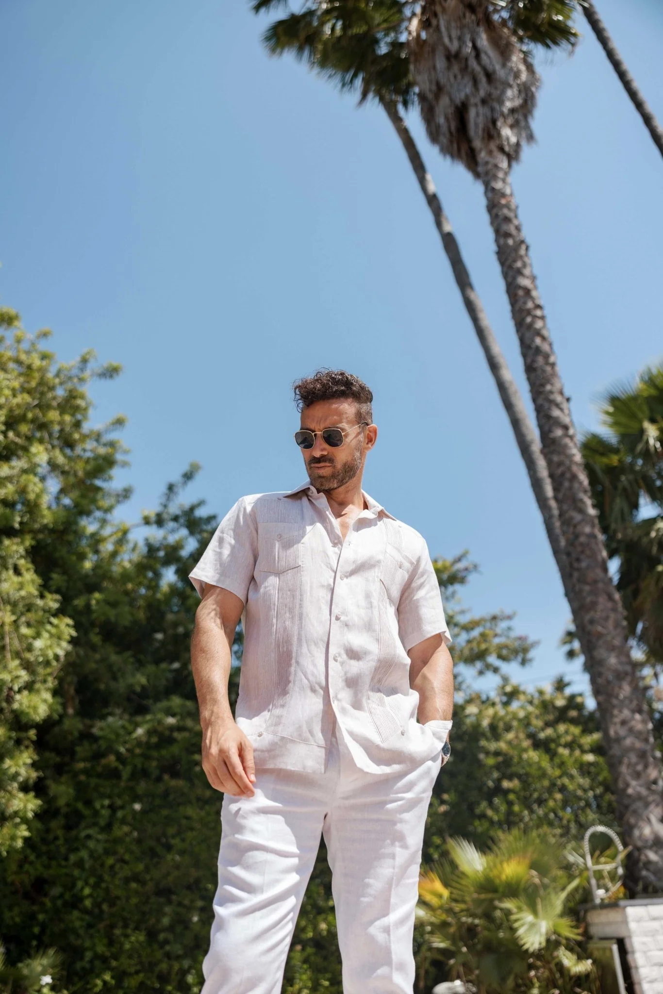 Men's Yarn Dye 100% Linen Guayabera Shirt Short Sleeve 2 Pocket Design - Image 13