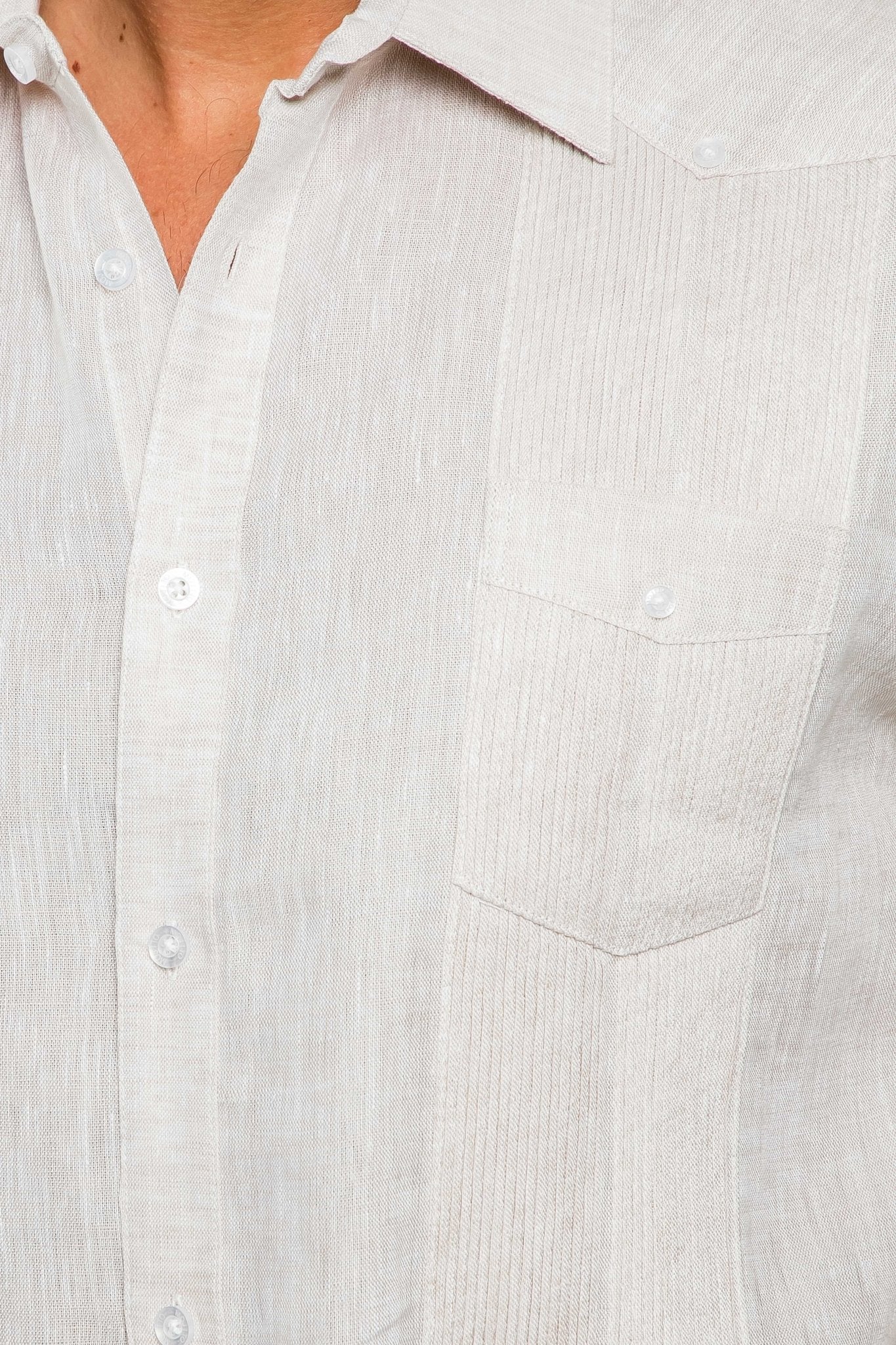 Men's Yarn Dye 100% Linen Guayabera Shirt Short Sleeve 2 Pocket Design - Image 34