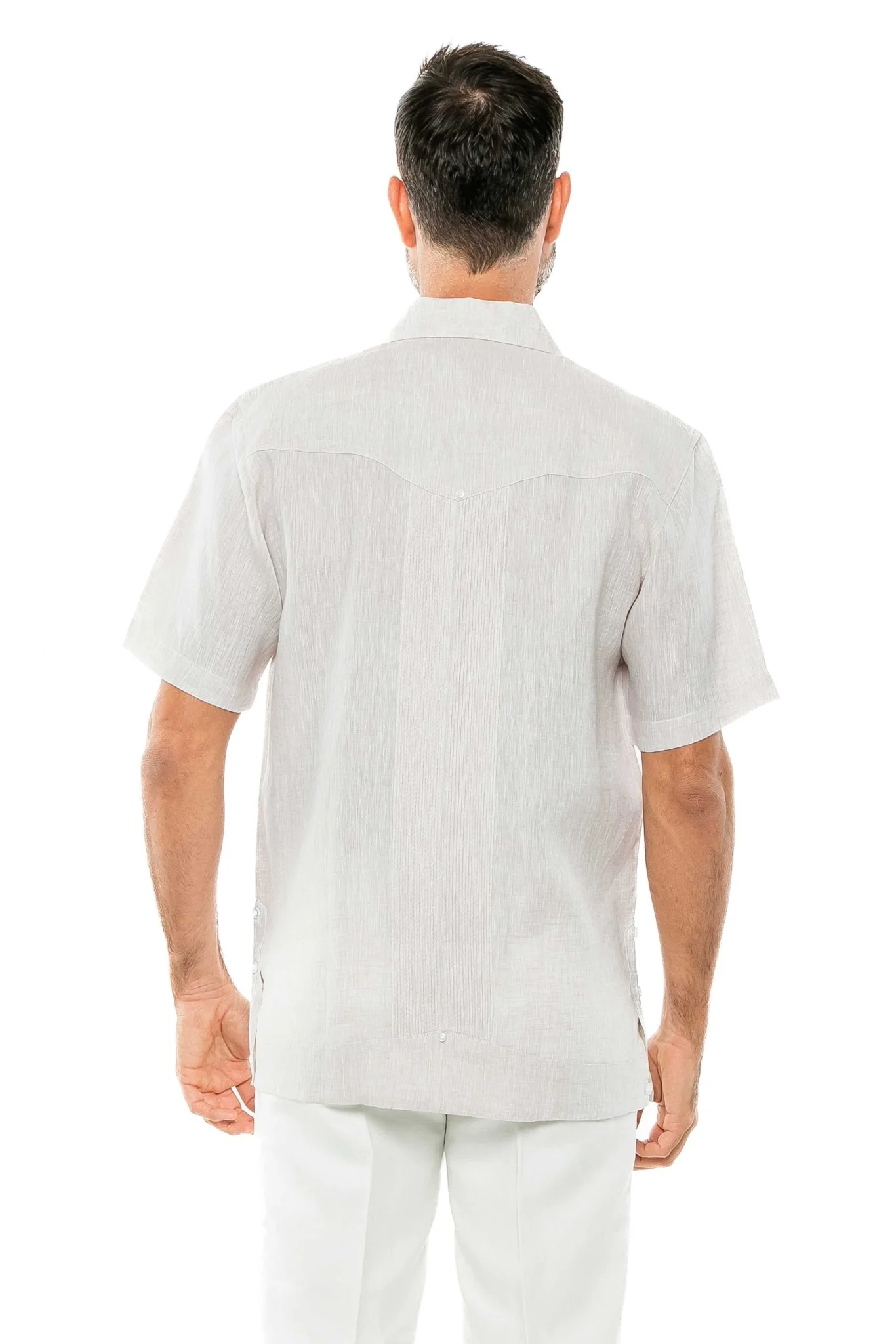 Men's Yarn Dye 100% Linen Guayabera Shirt Short Sleeve 2 Pocket Design - Image 55