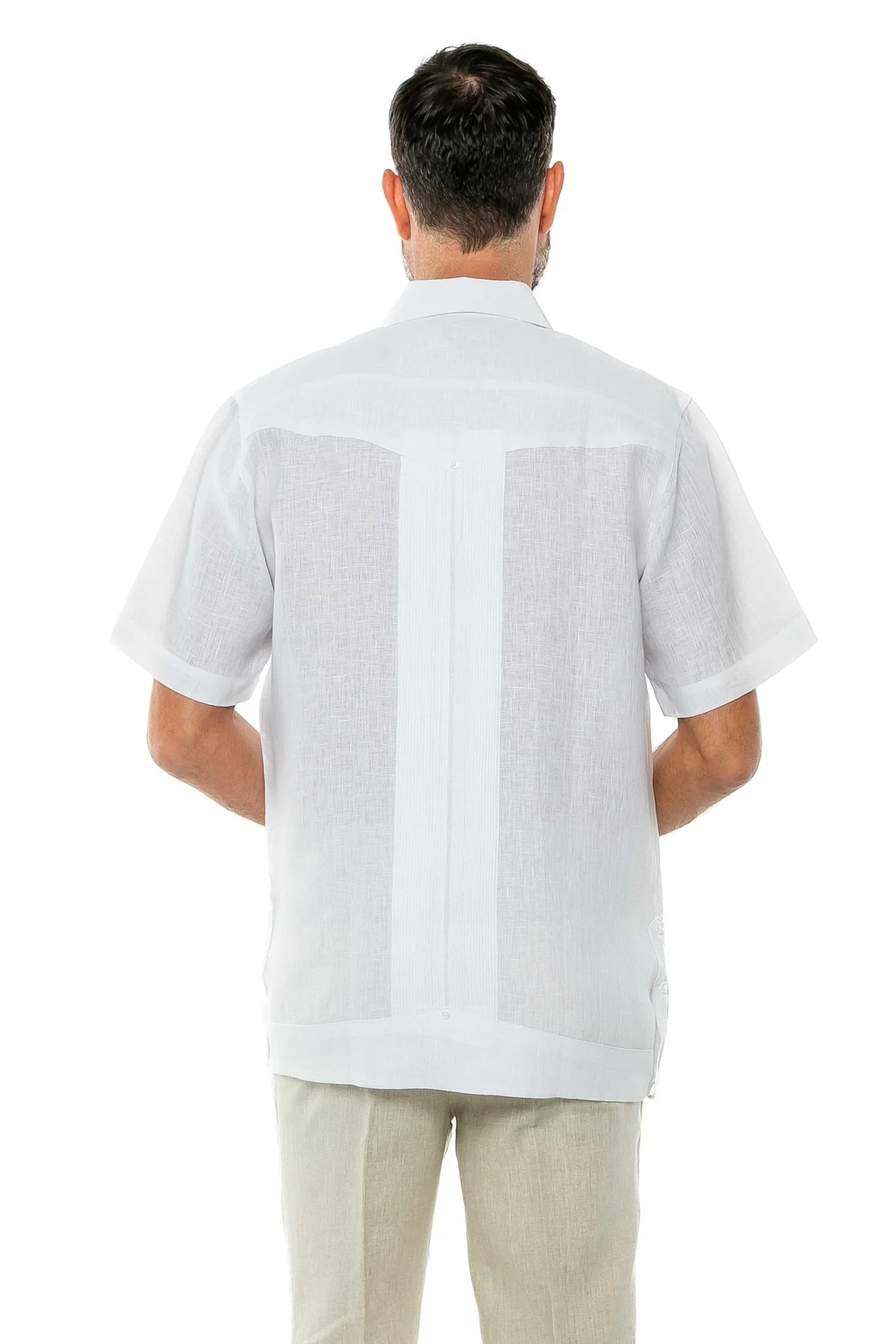 Men's Yarn Dye 100% Linen Guayabera Shirt Short Sleeve 2 Pocket Design - Image 56