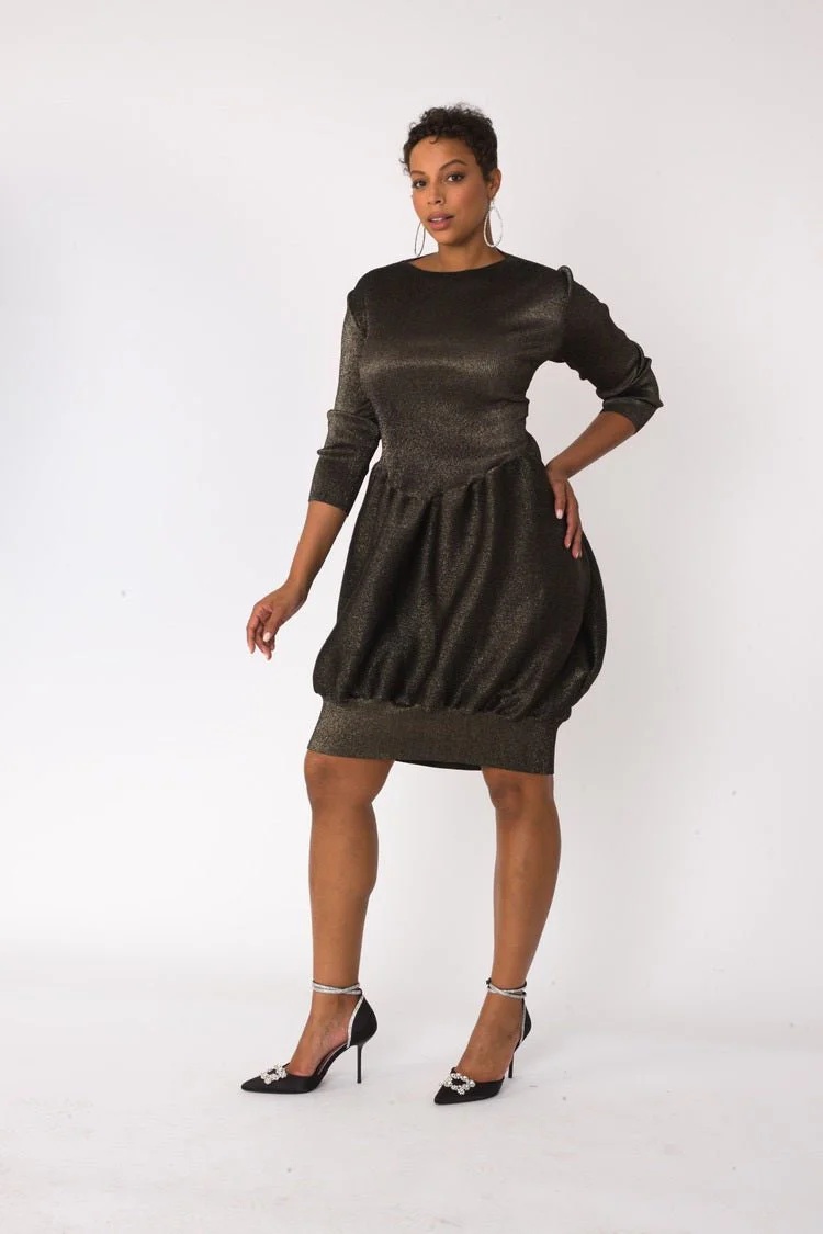 Metallic Bubble Hem Sweater Dress - 82677 - Image 3