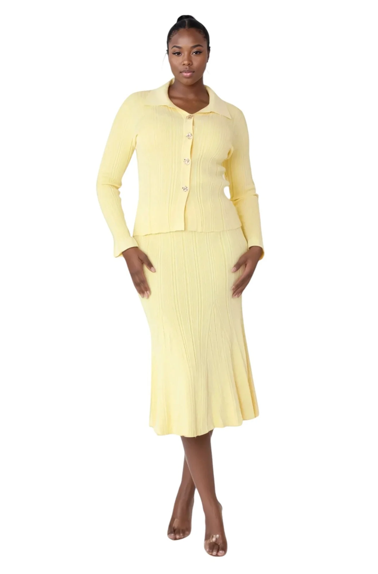 Metallic Sheen Ribbed Knit Set- 51002